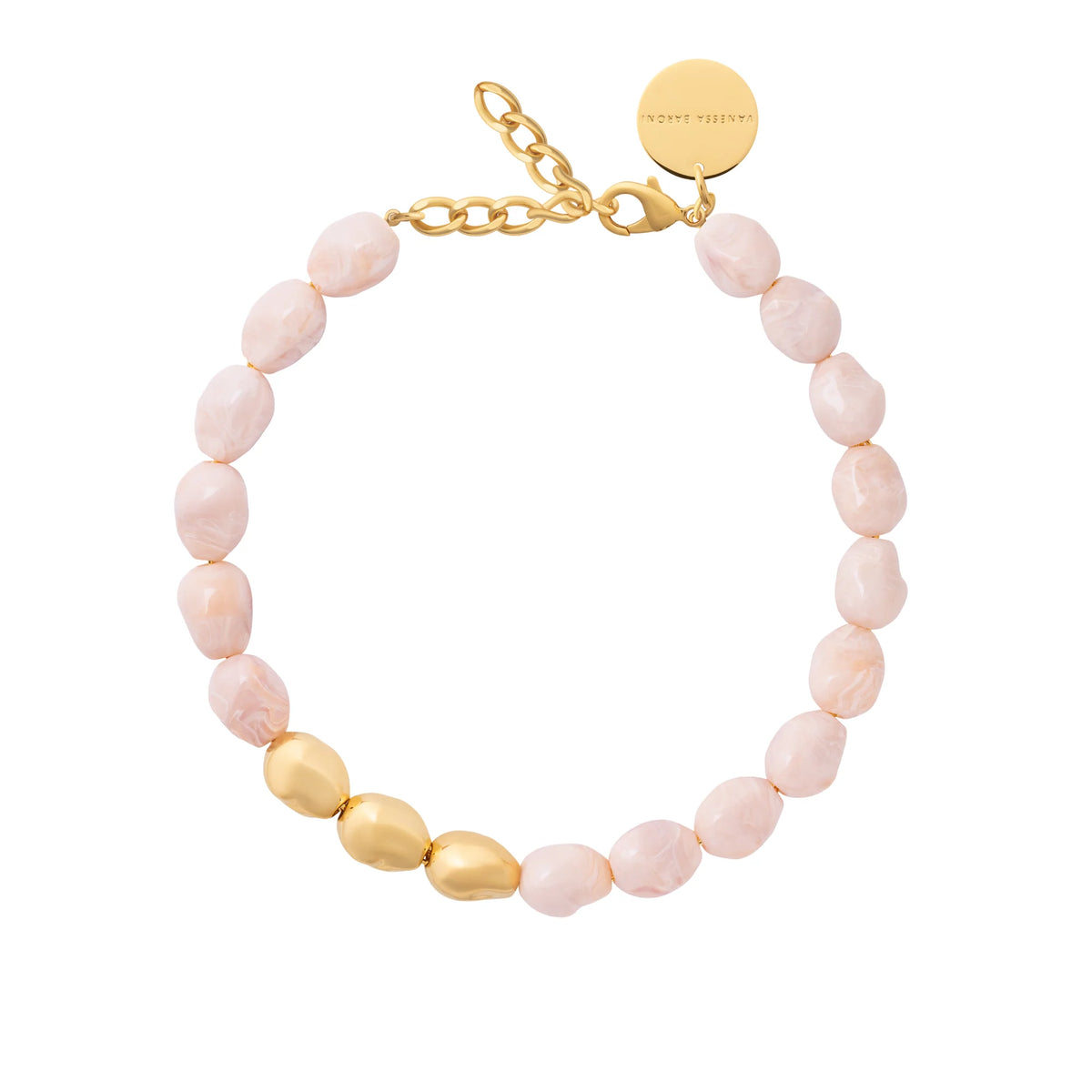 Organic Pearl Necklace Short Gold Ivory Rose Marble