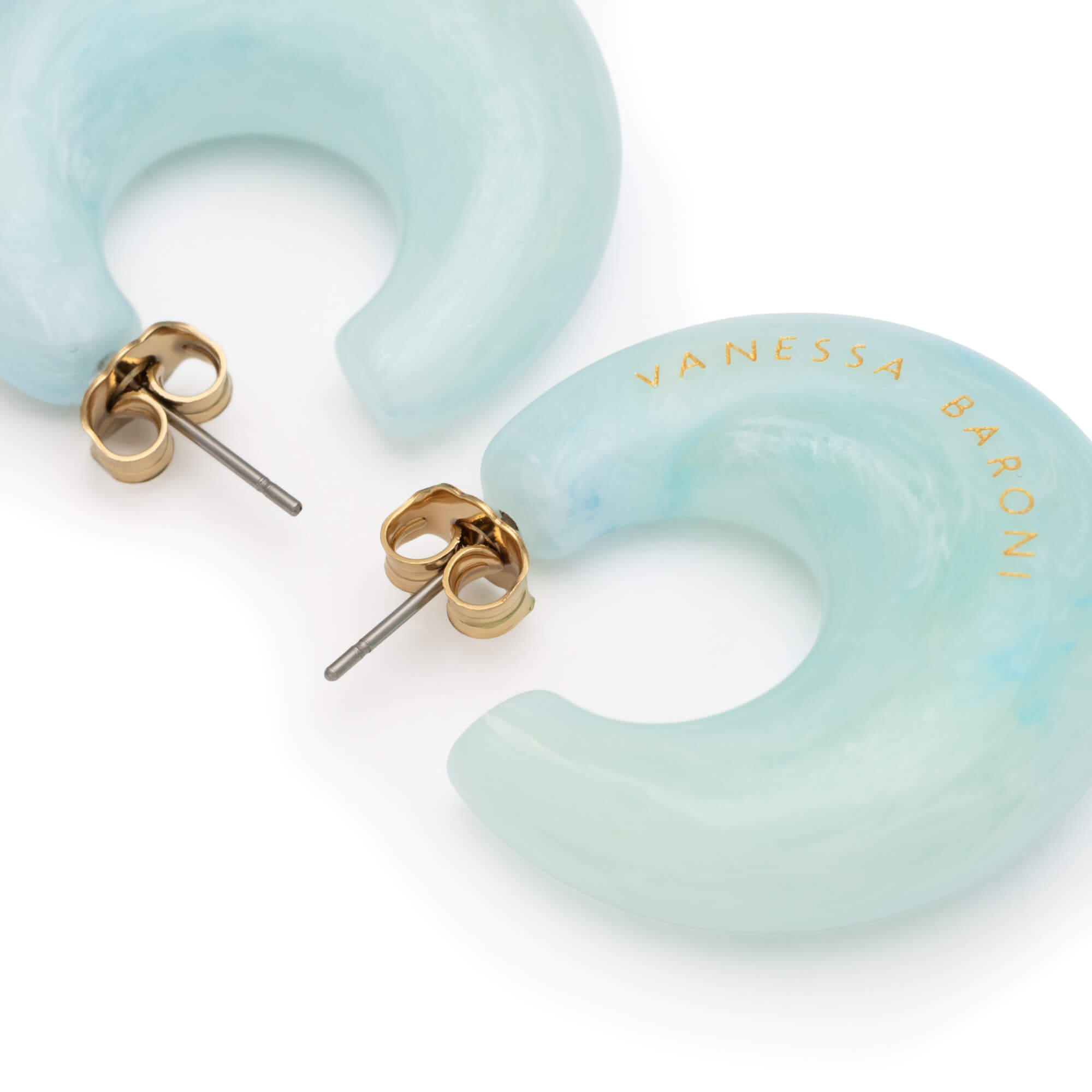 Moon Earrings Cloud Marble