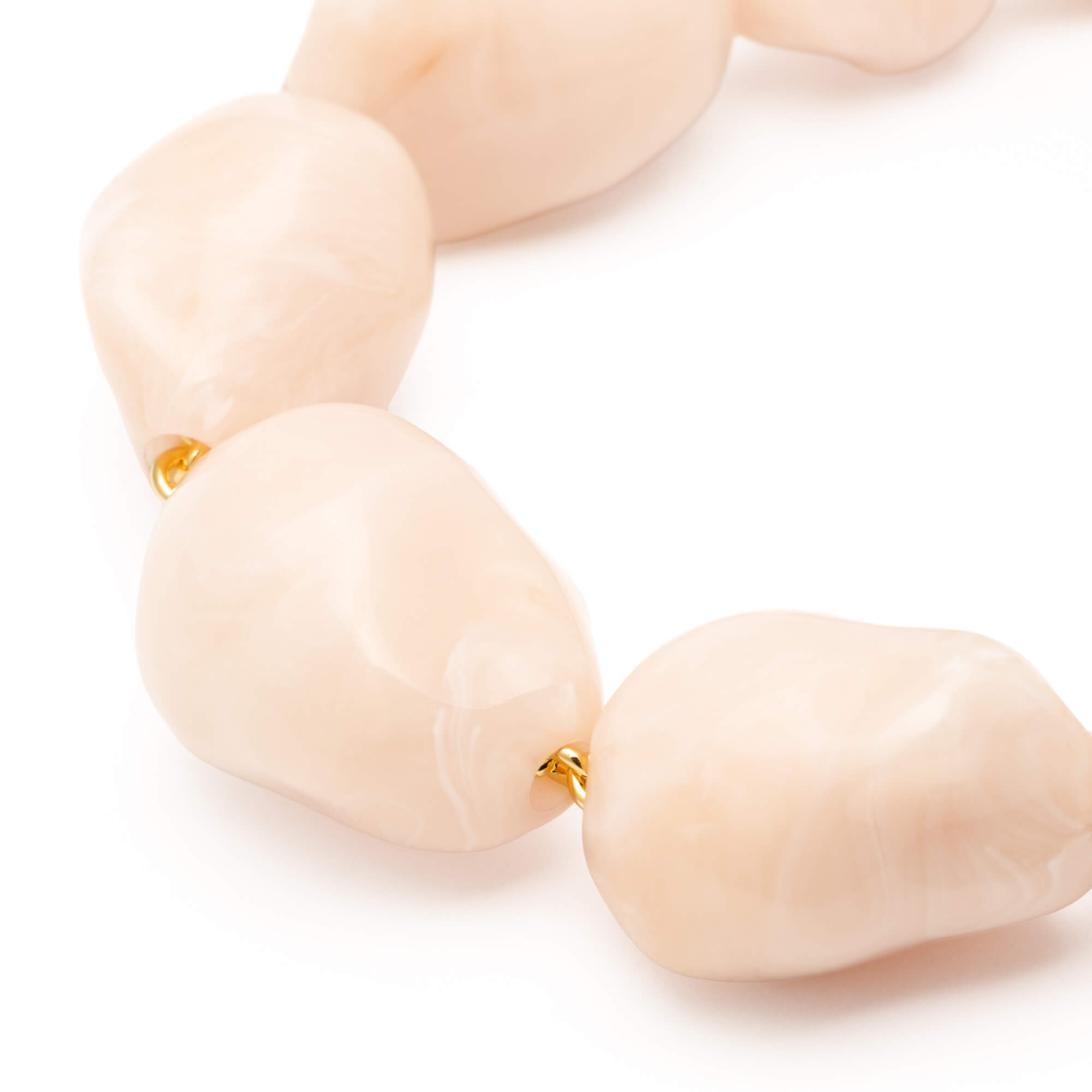 Big Organic Pearl Necklace Gold Latte Marble