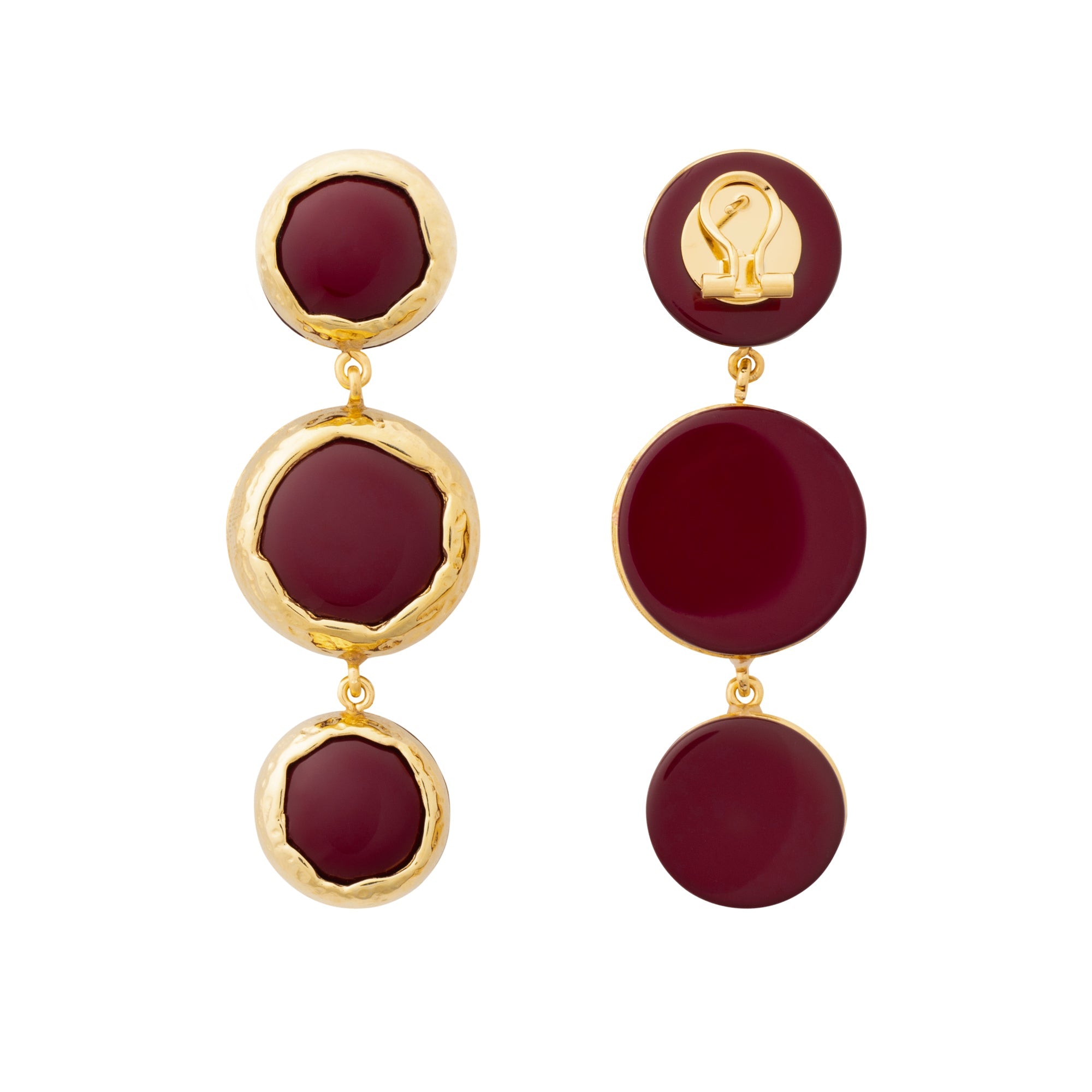 Vintage Triple Earrings Bordeaux