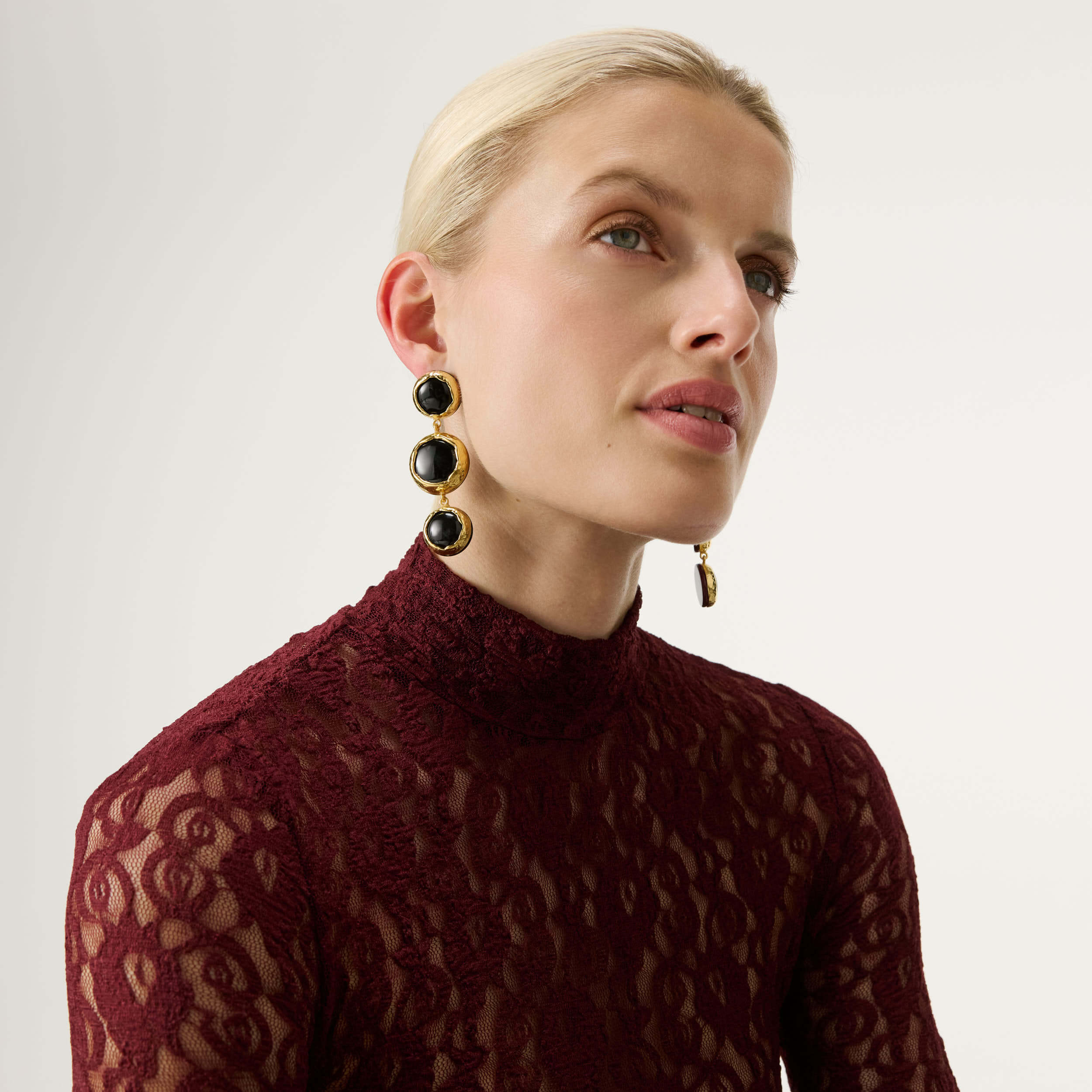 Vintage Triple Earrings Black