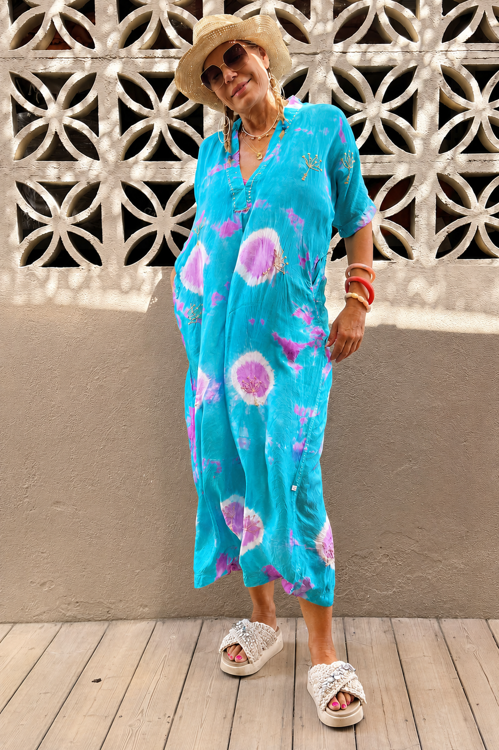 Vanessa Maxi Dress Lotus Turquoise Fuchsia