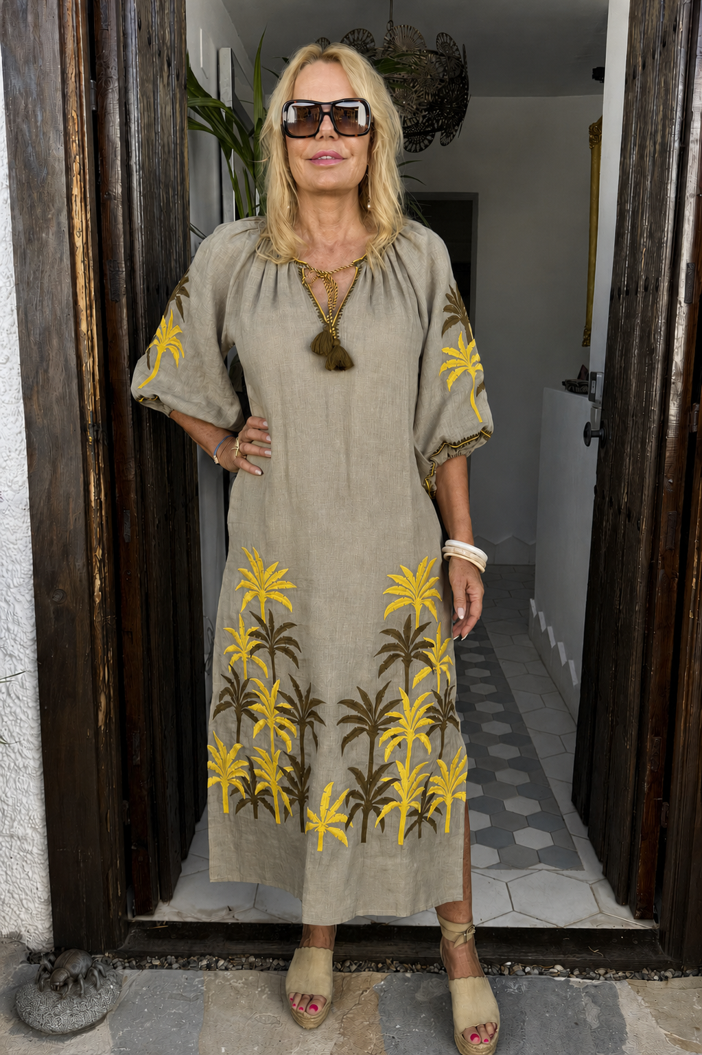 Veronica Dress Jamaica Puff Sage Yellow