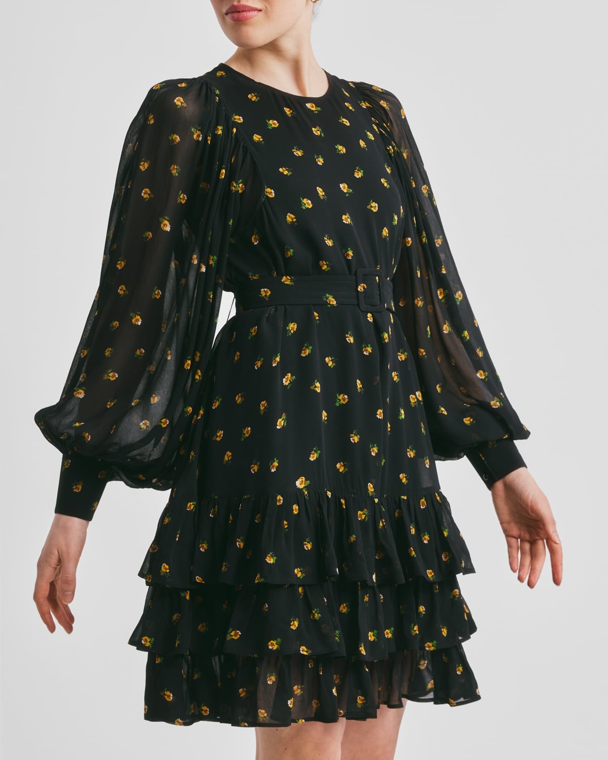 Georgette Shift Dress Flower Buds