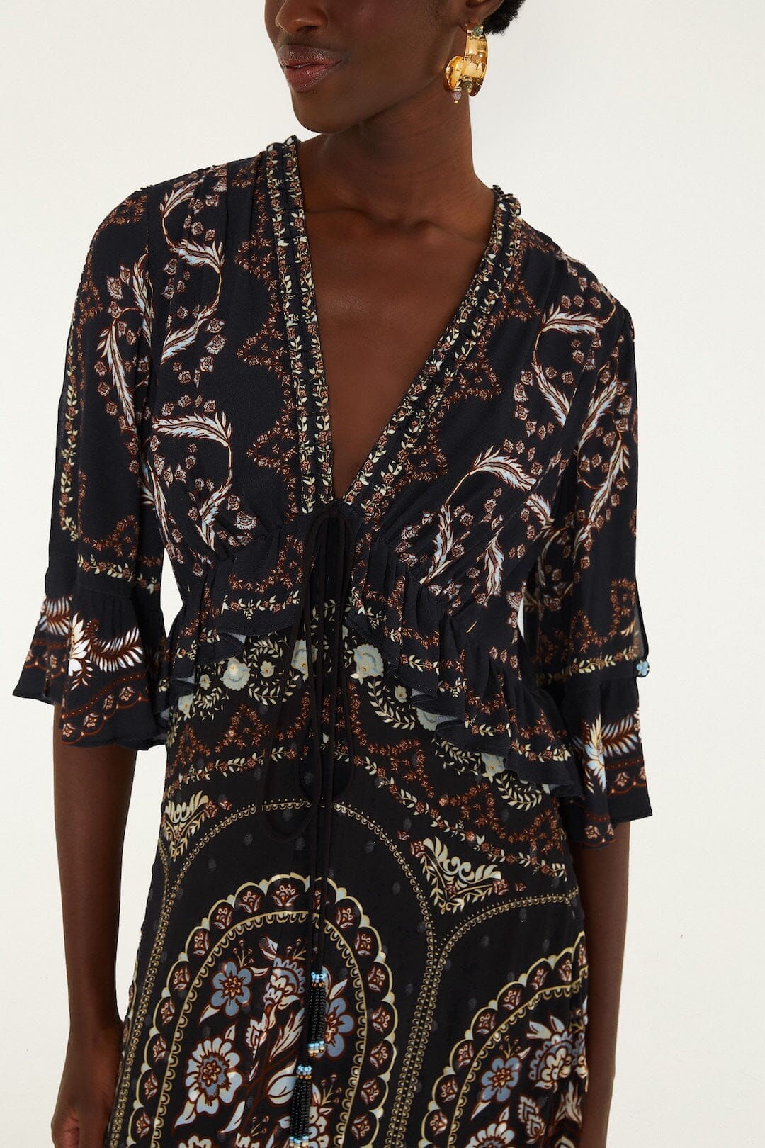 Daniela Ruffled Maxi Dress Black
