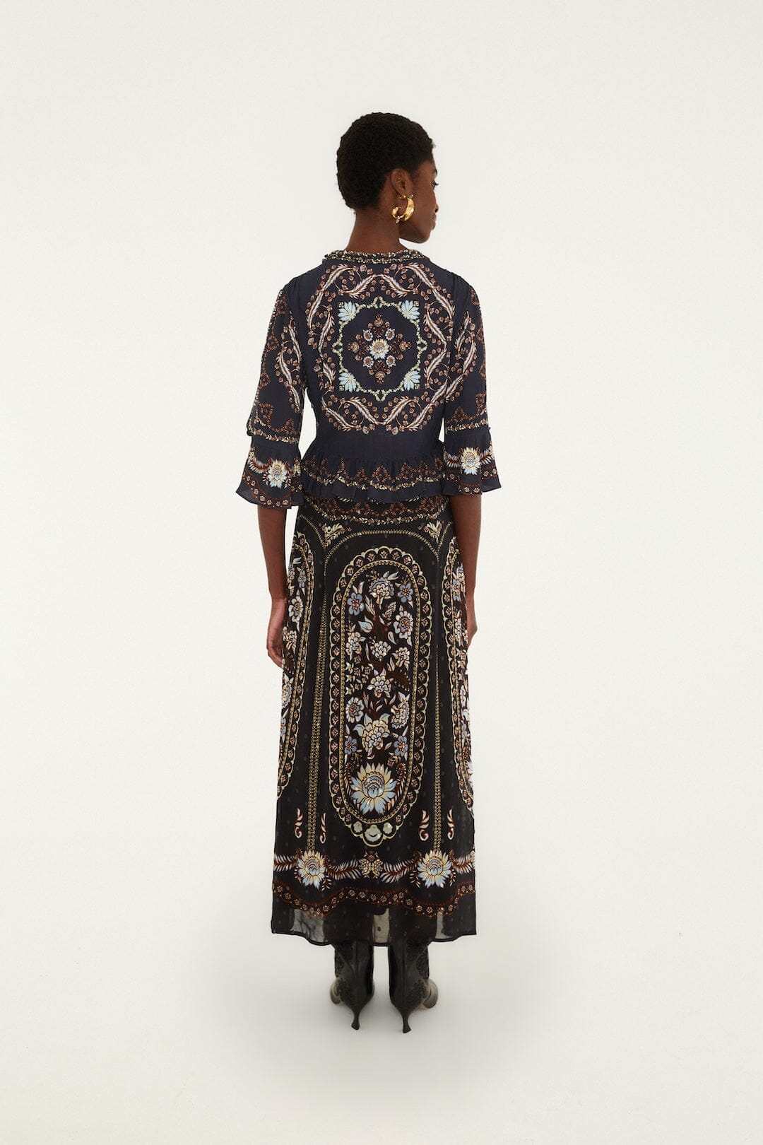 Daniela Ruffled Maxi Dress Black