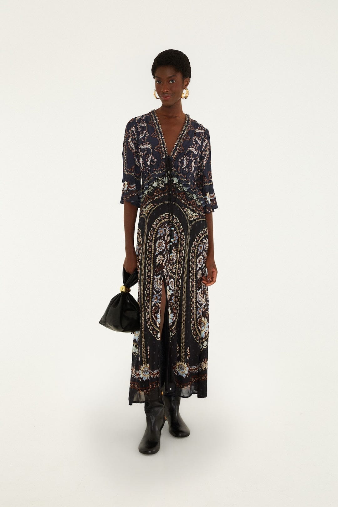 Daniela Ruffled Maxi Dress Black