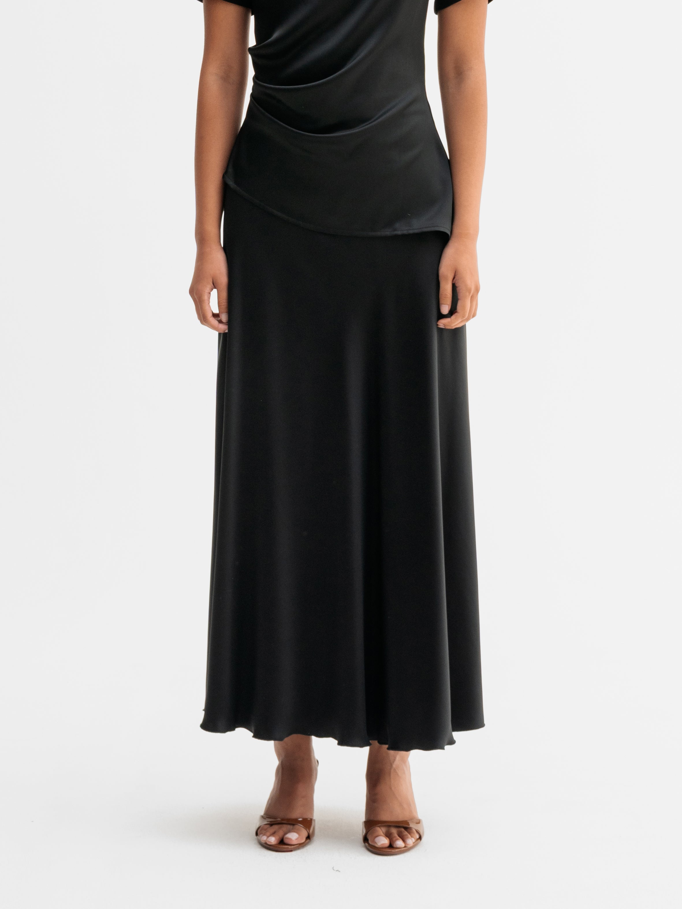 Hadi Satin Skirt Black