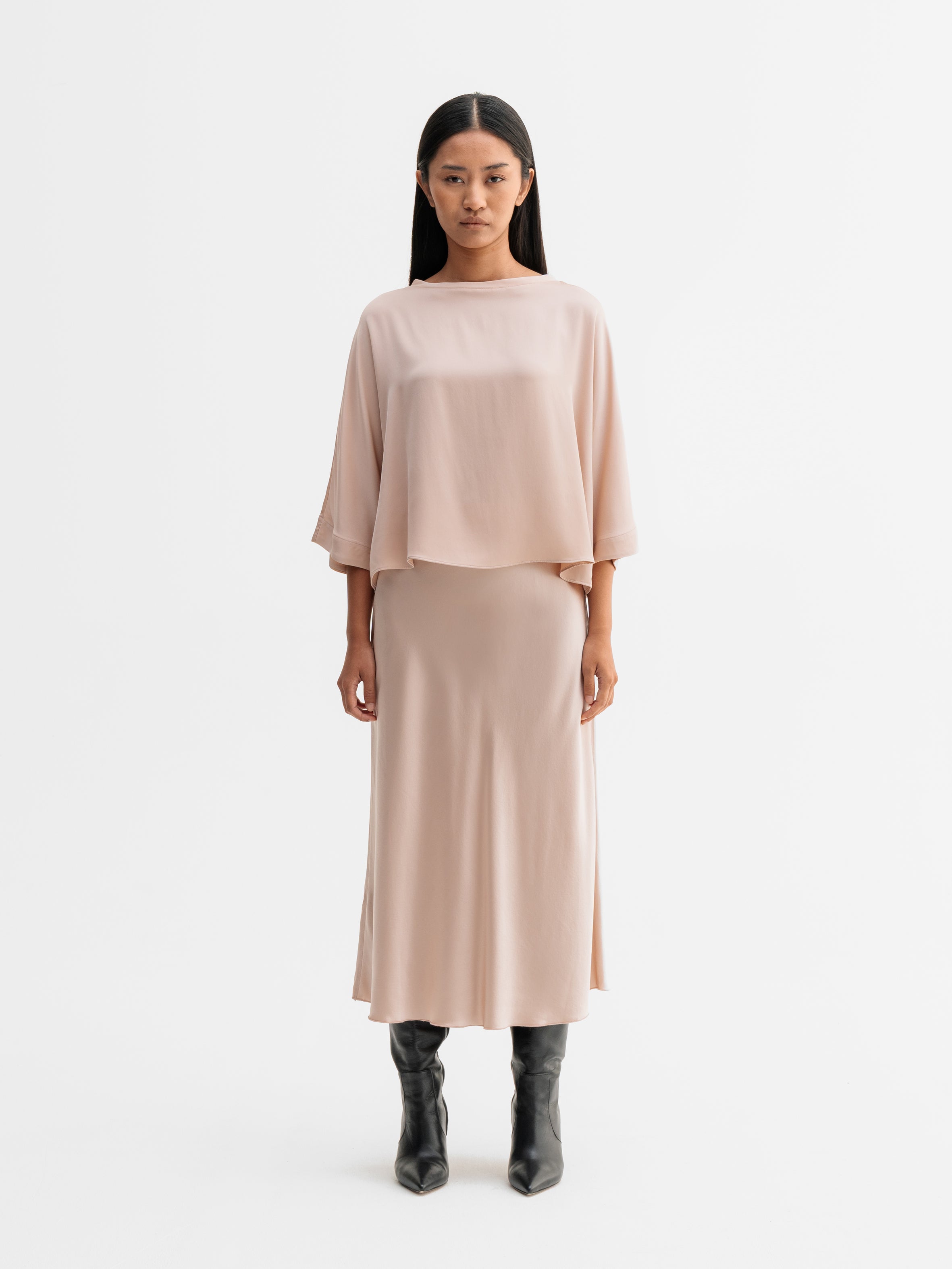Thea Silk Tee Dusty Pink