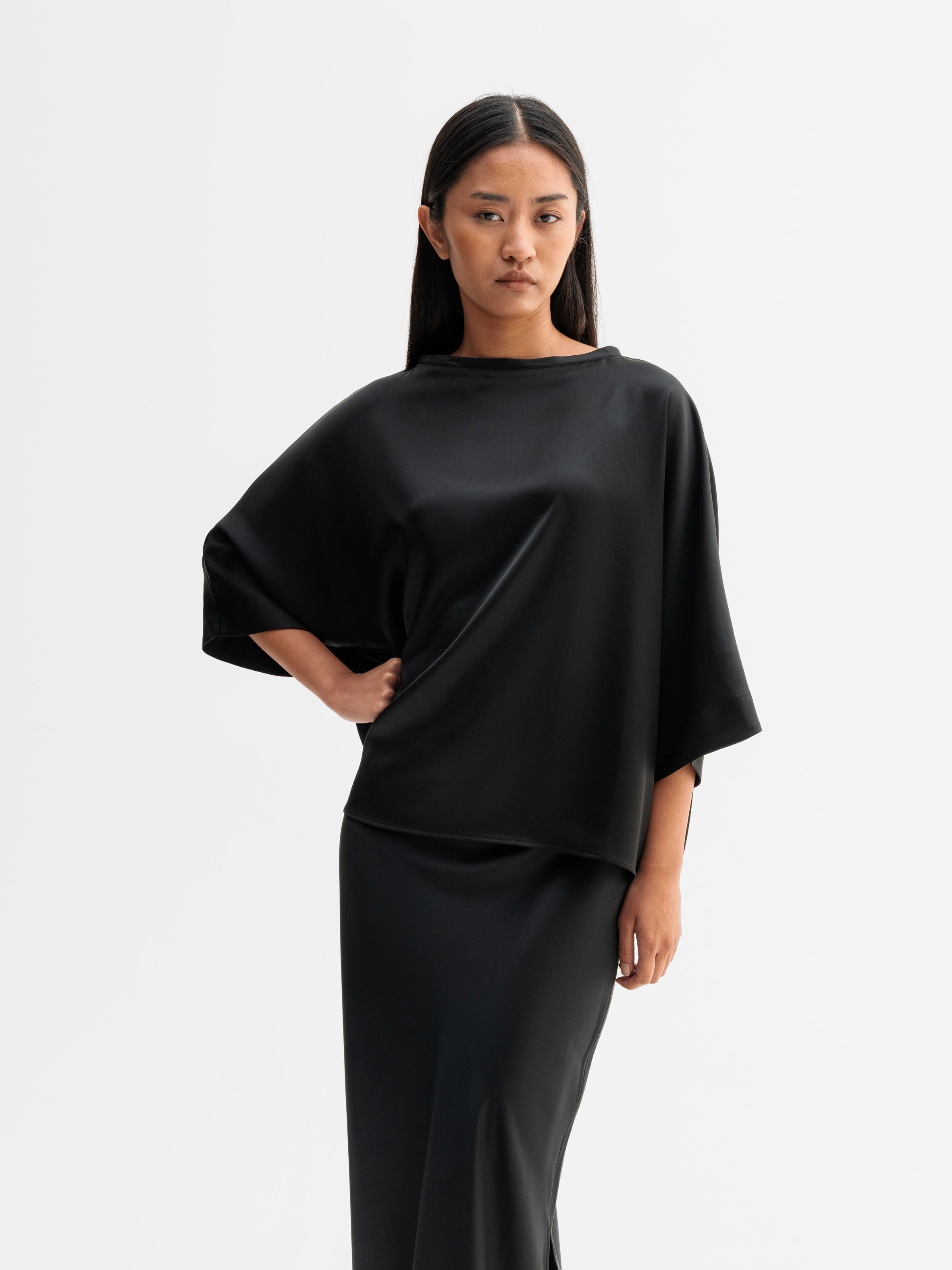 Tori Satin Tee Black