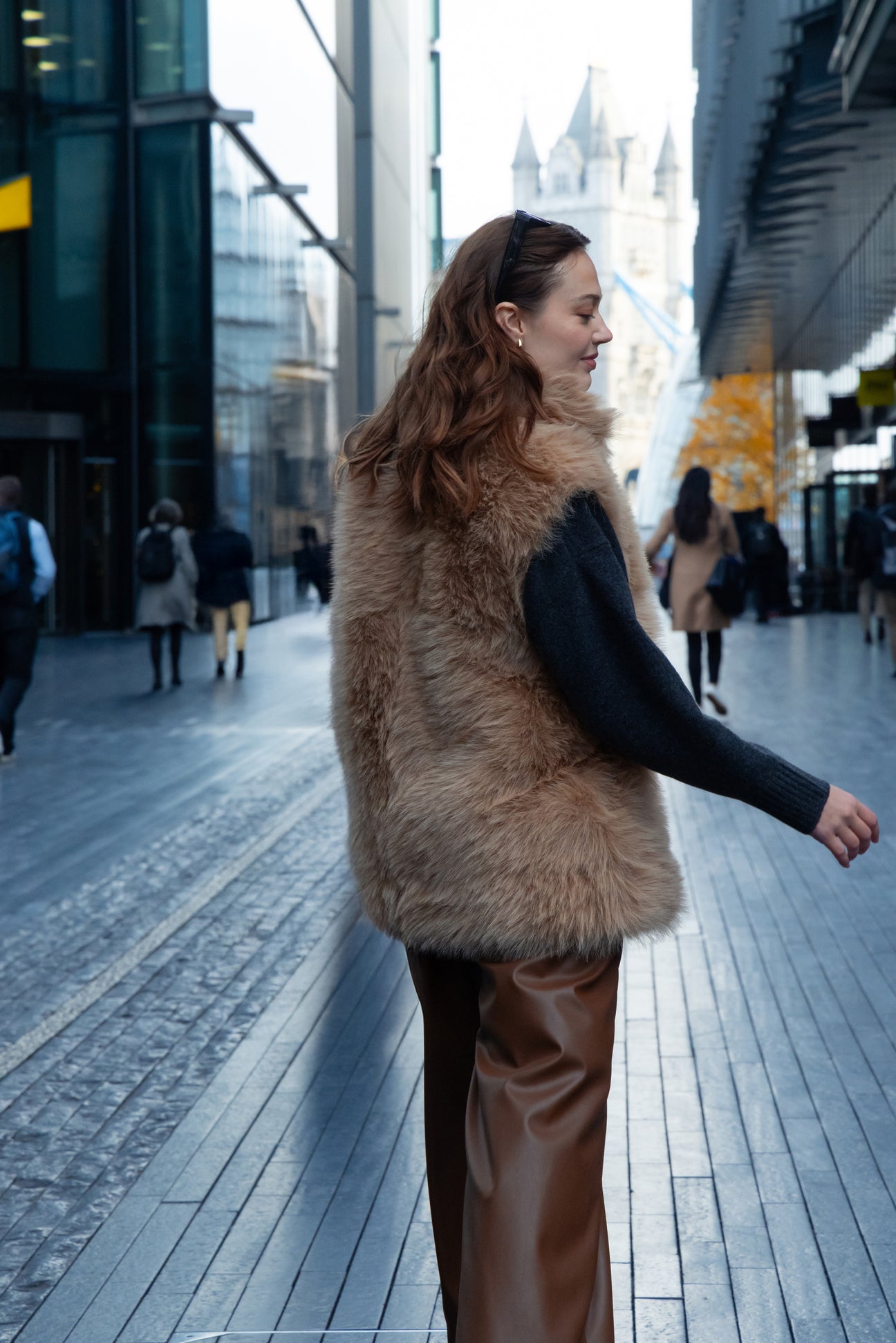Faux Fur Gilet Caramel