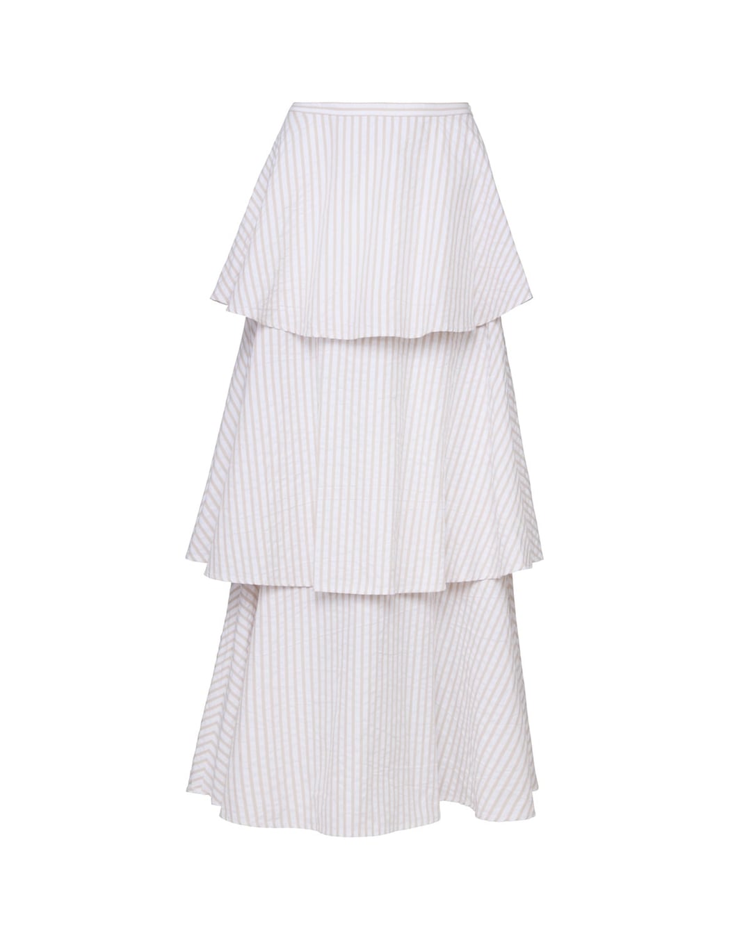 Seersucker Flounce Skirt Khaki Stripe
