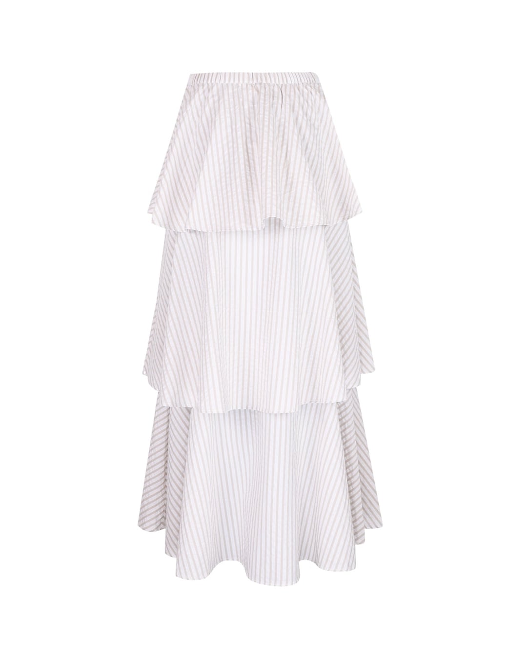Seersucker Flounce Skirt Khaki Stripe