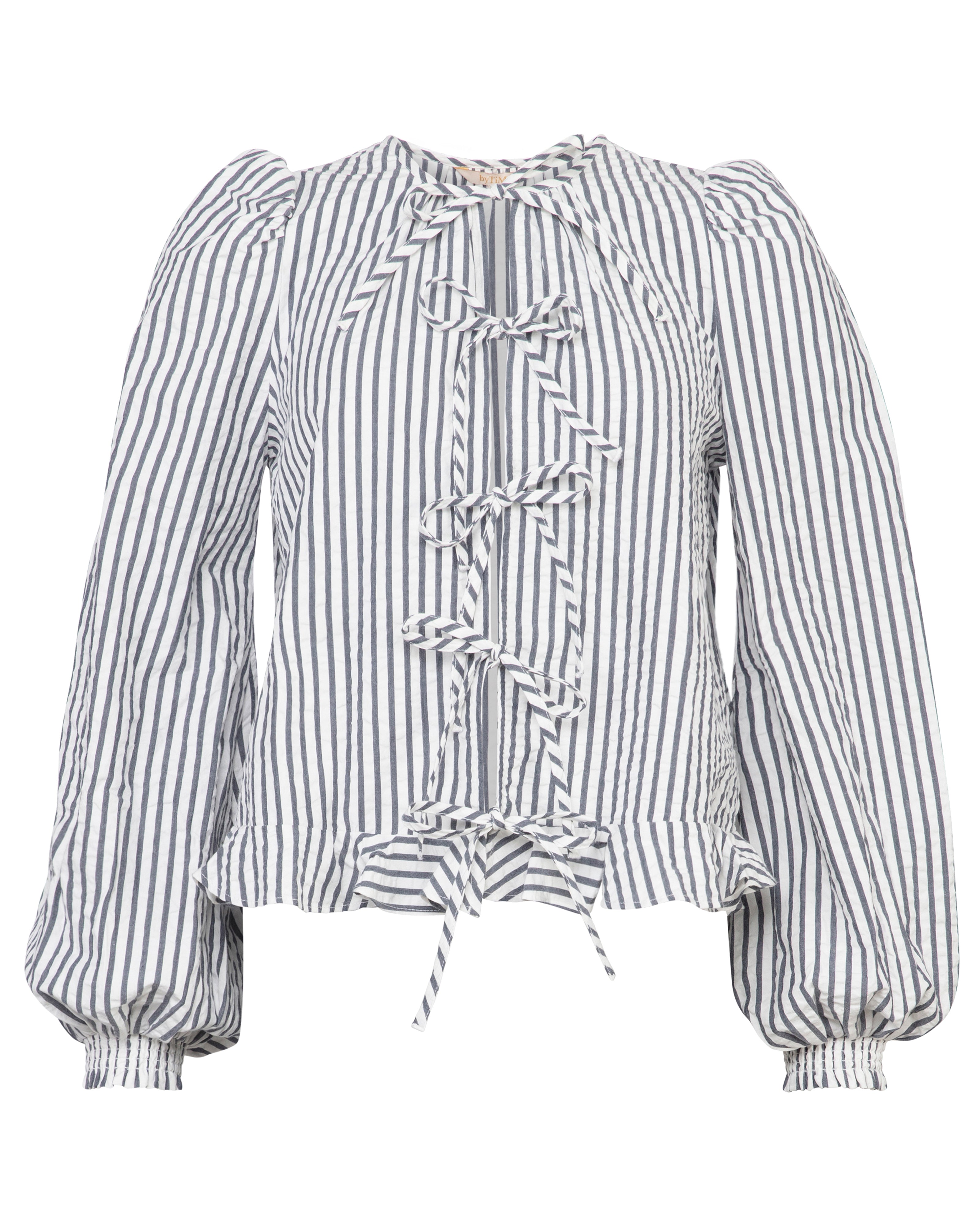 Seersucker Bow Blouse Marine Stripe