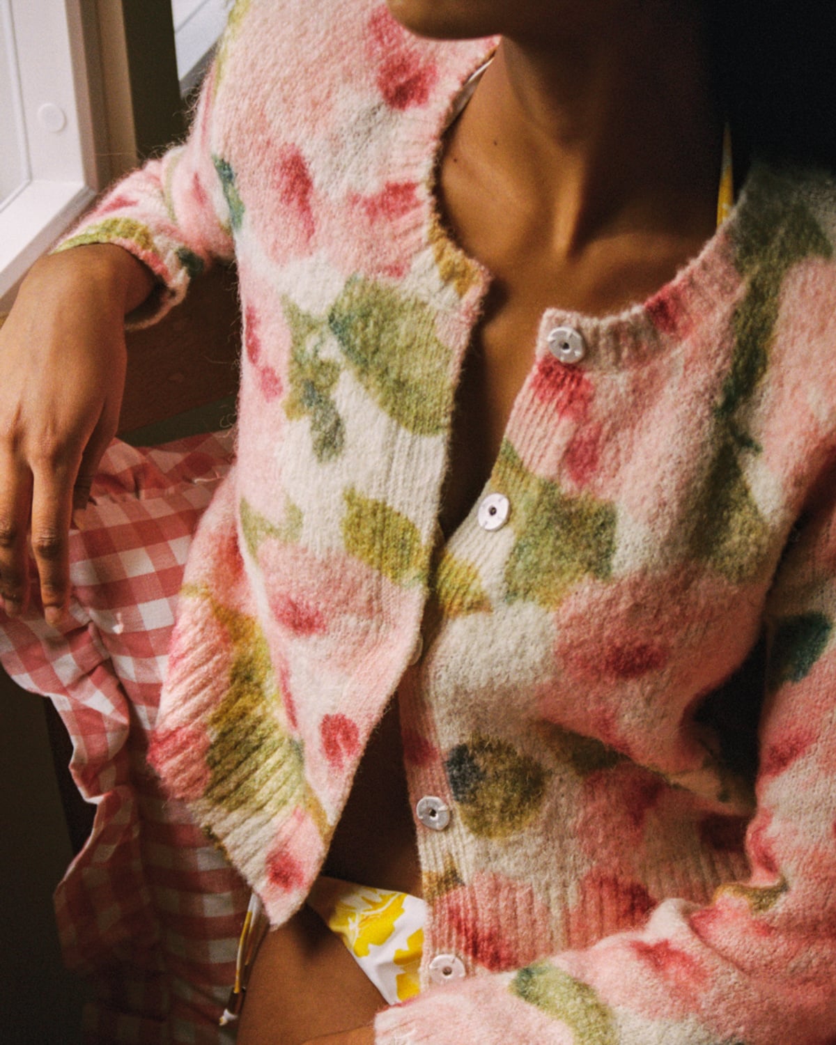 Hairy Knit Jacket Blush Rose