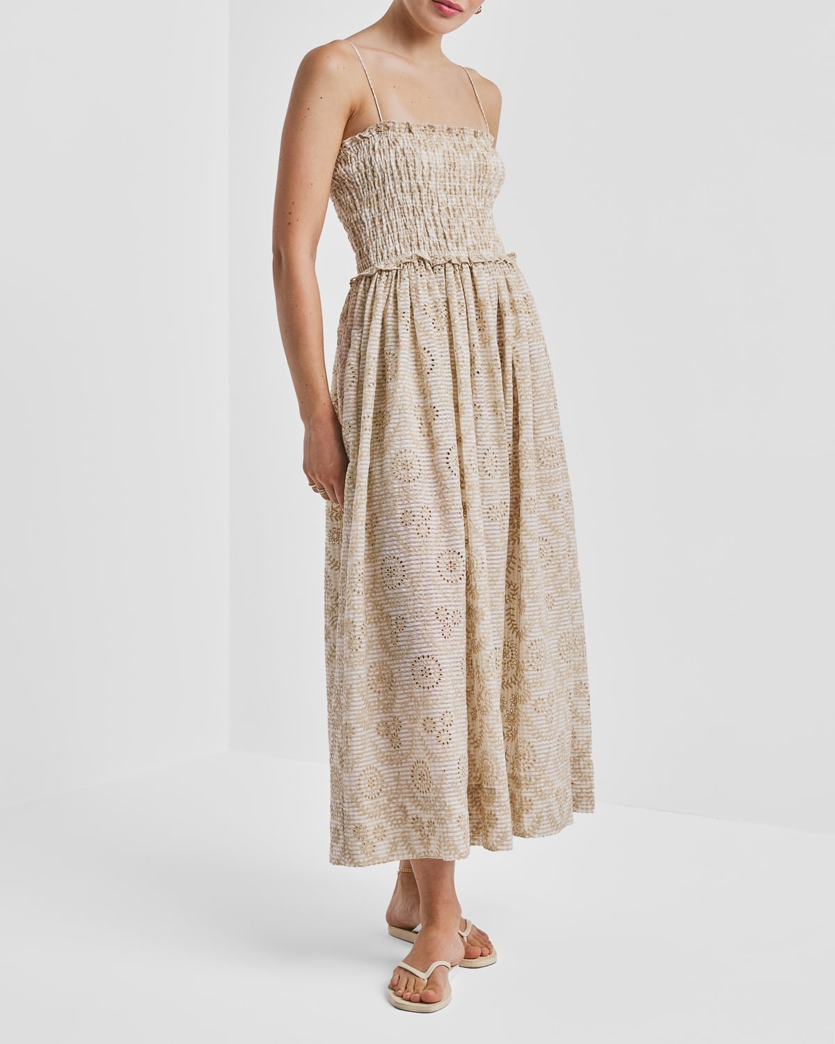 Checks Bandeau Dress Khaki