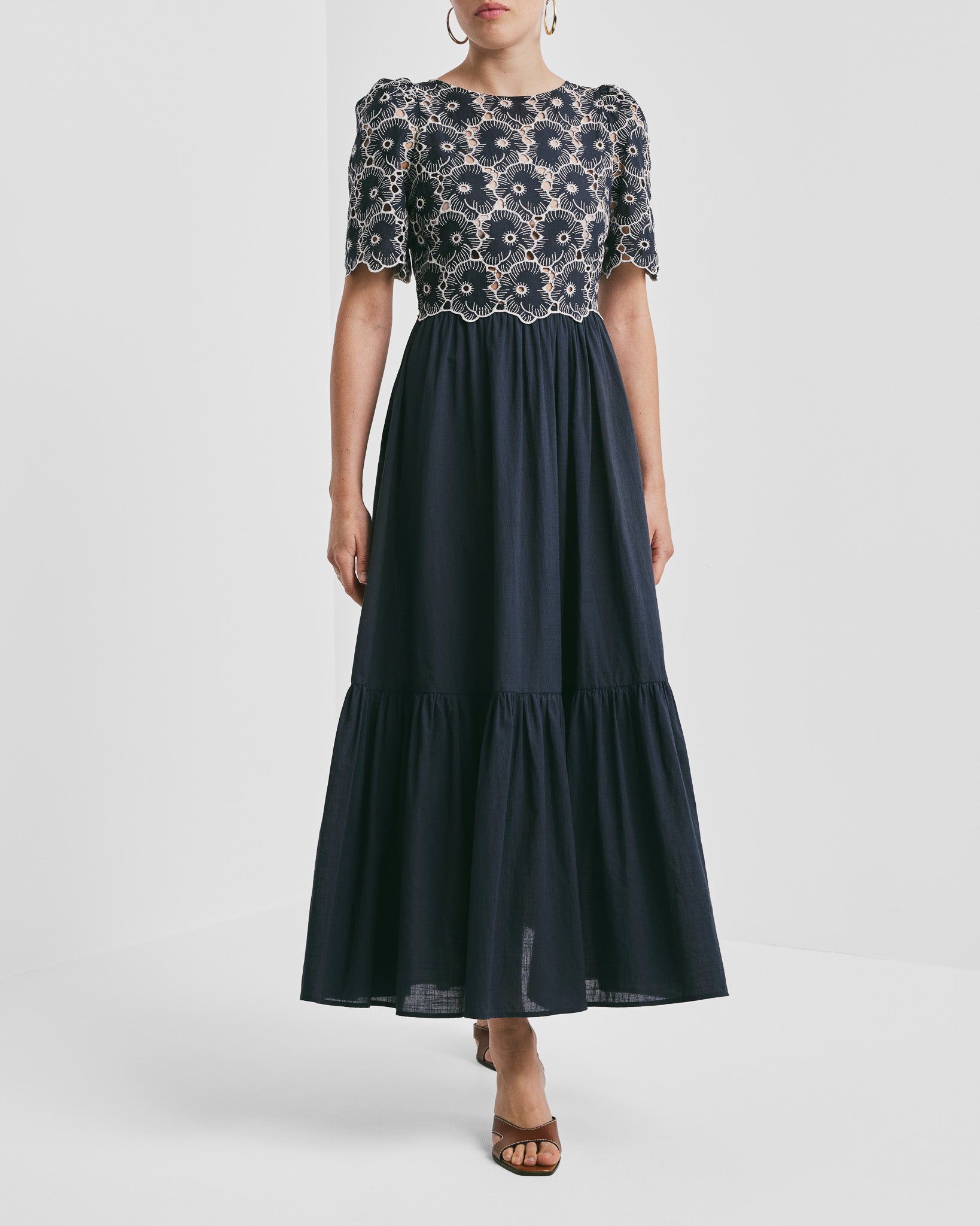 Broderie Anglaise Maxi Dress Marine