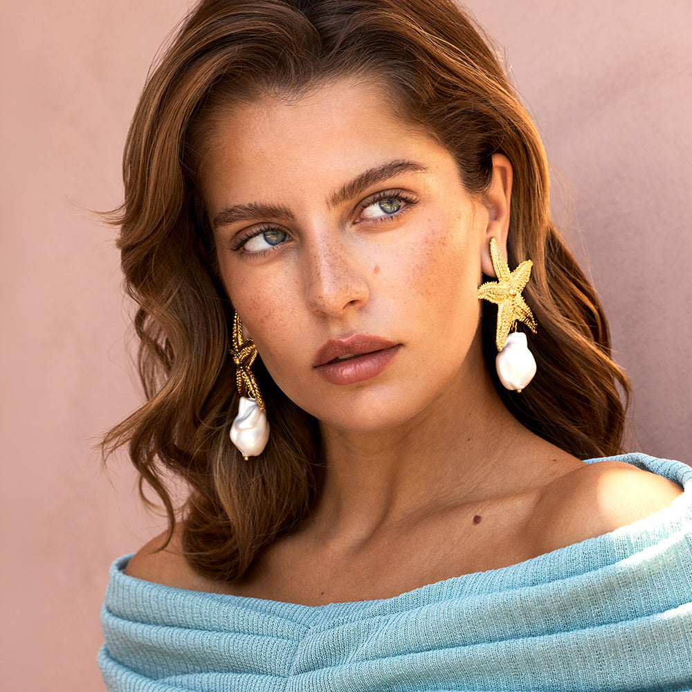 Sea Star Statement Earrings Pearl