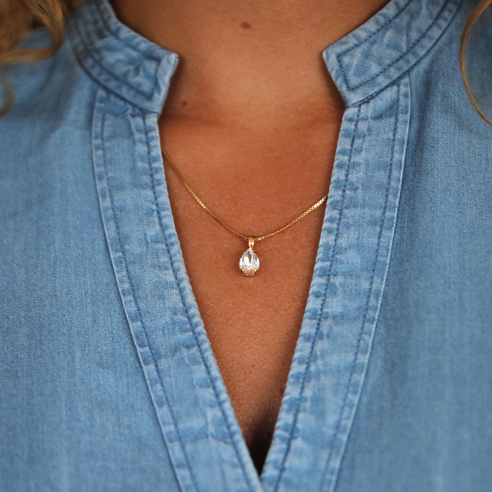 Petite Drop Necklace Crystal