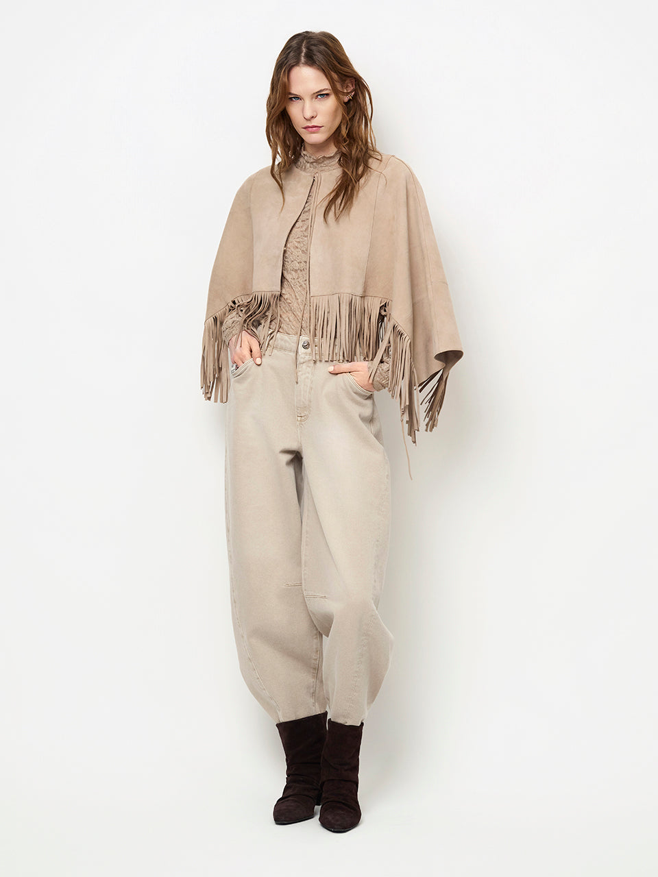 Spencer Suede Poncho Beige