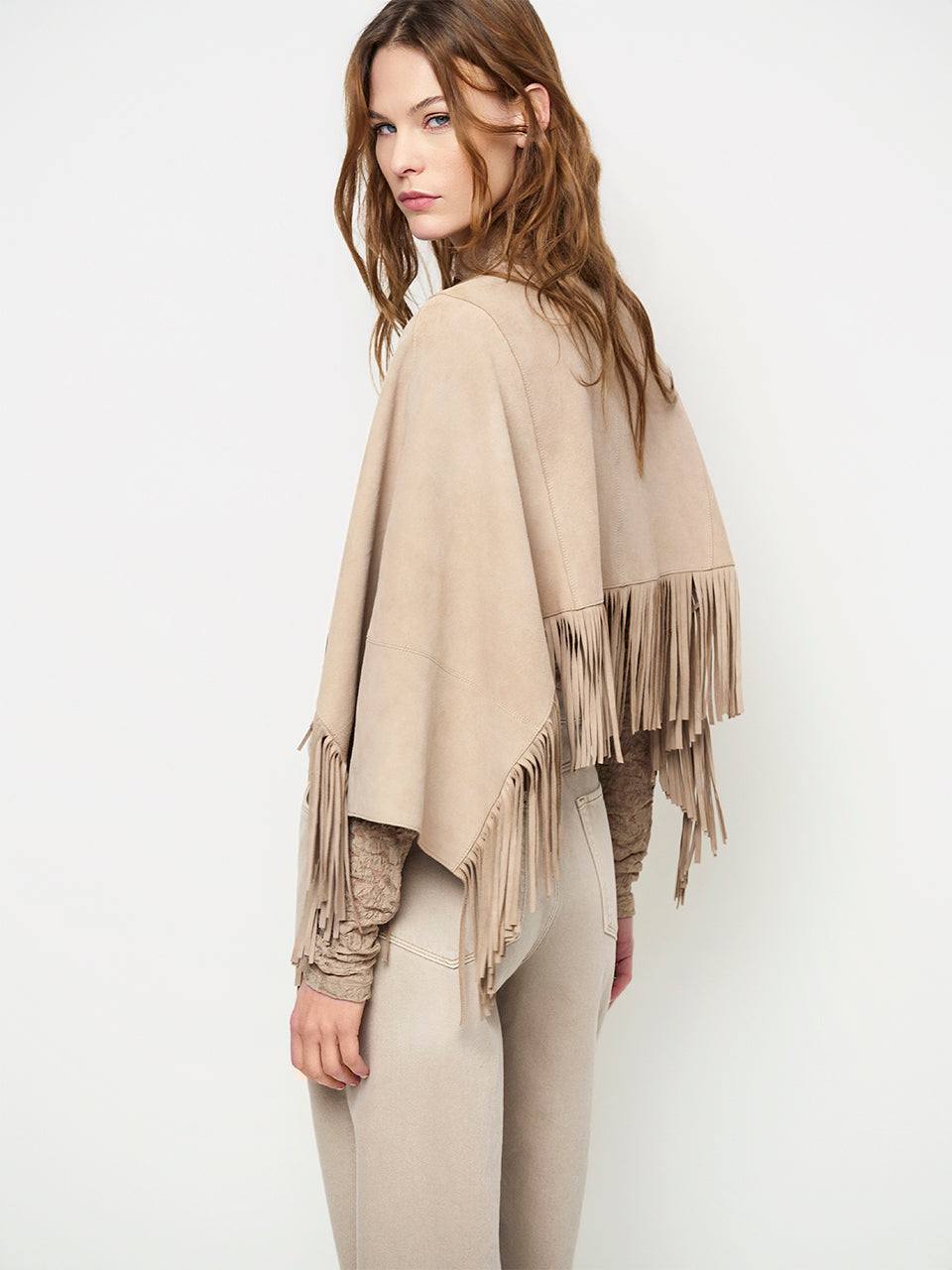 Spencer Suede Poncho Beige