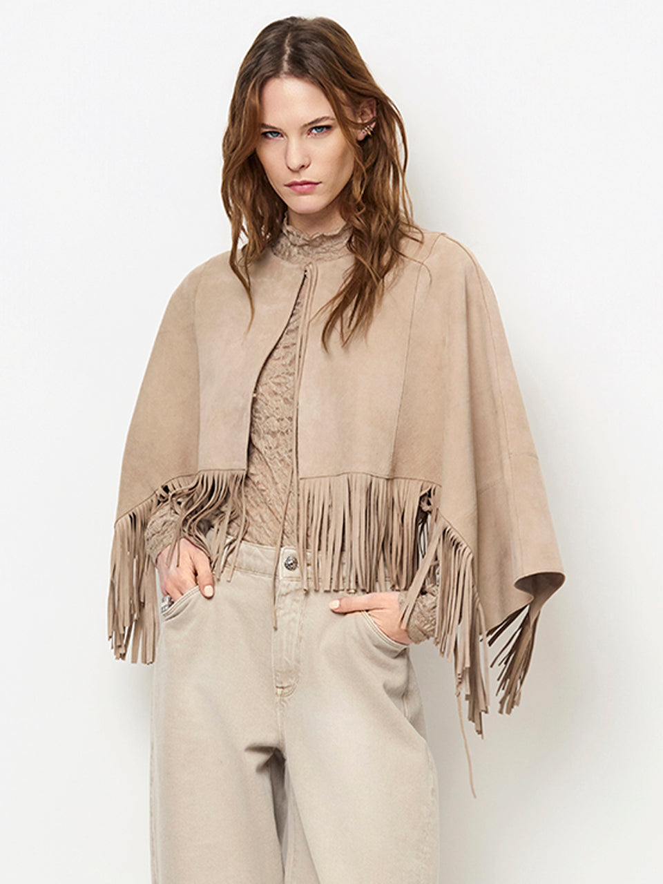 Spencer Suede Poncho Beige