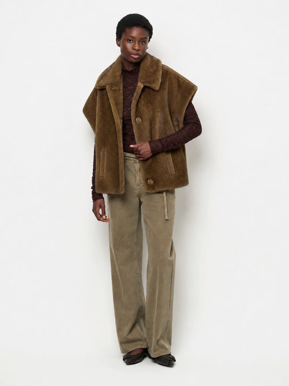 Furdy Cape Coat Brown