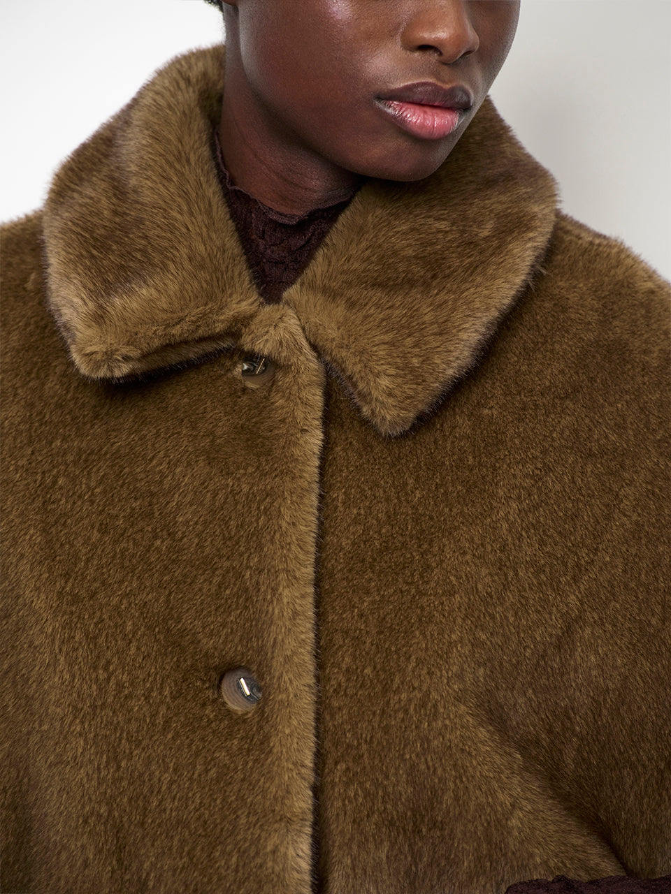 Furdy Cape Coat Brown