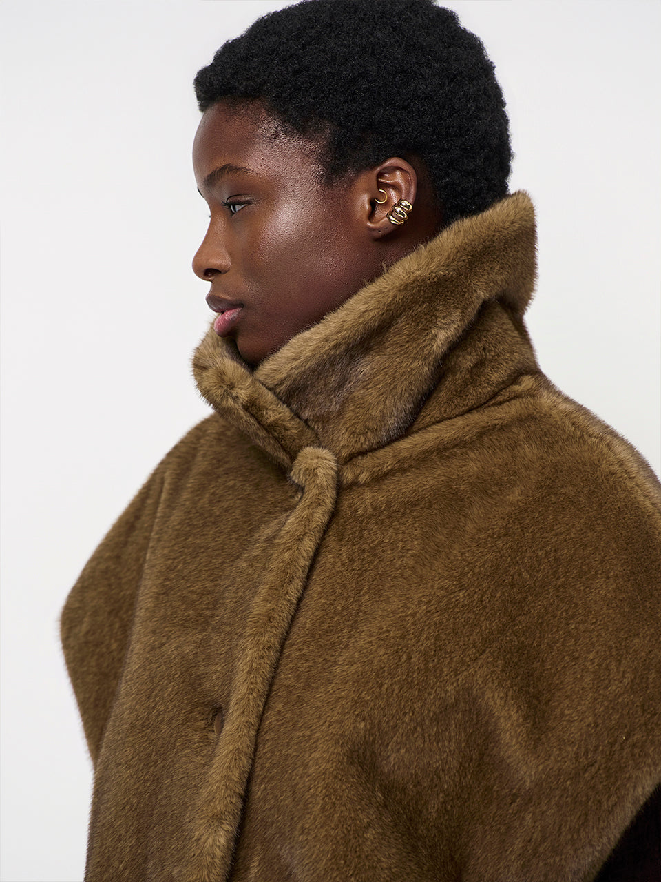 Furdy Cape Coat Brown