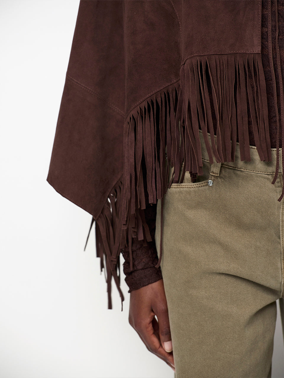 Spencer Suede Poncho Dark Brown