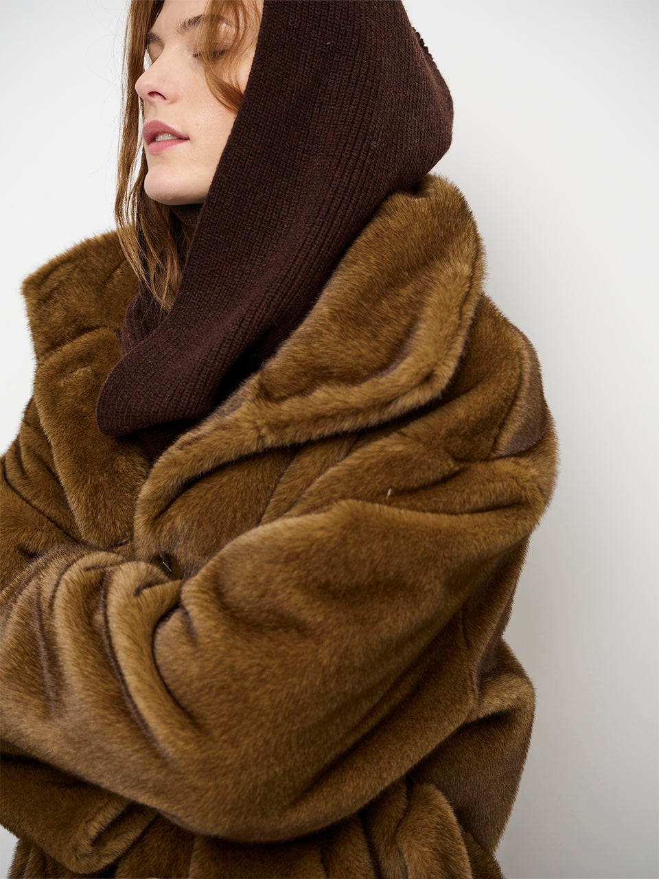 Lone Hooded Scarf Dark Brown