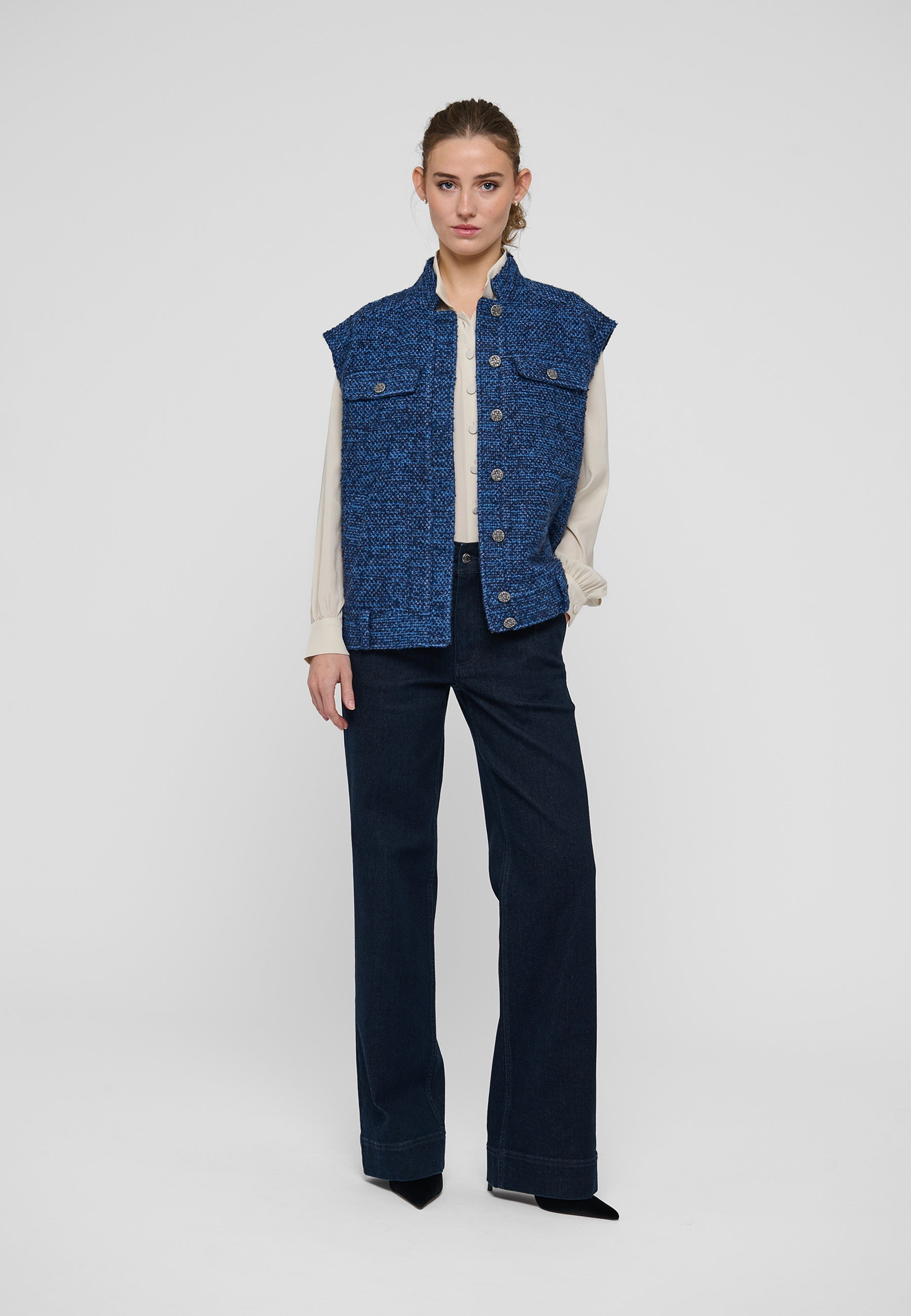 LelaDEA NS Vest Lurex Blue