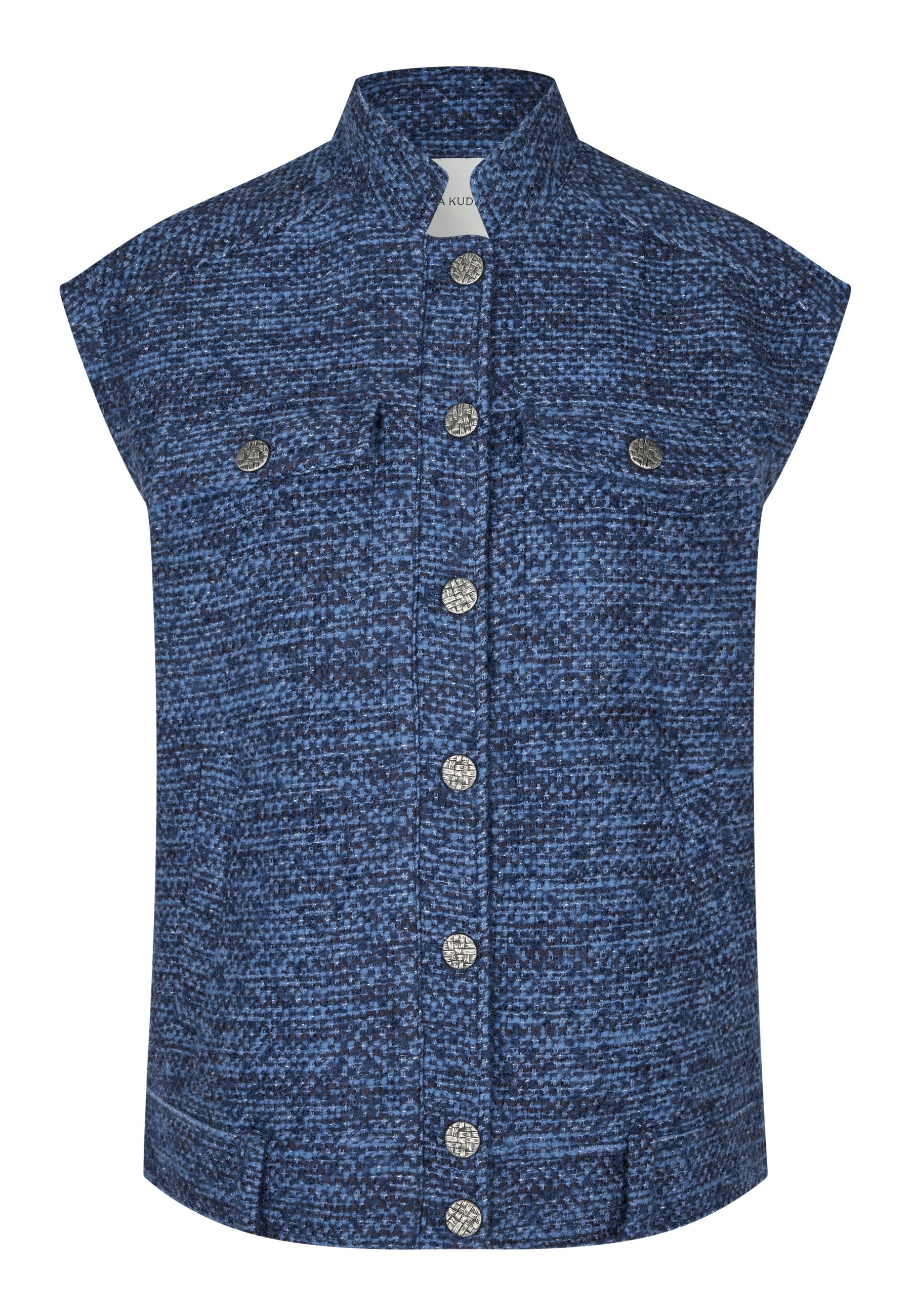 LelaDEA NS Vest Lurex Blue