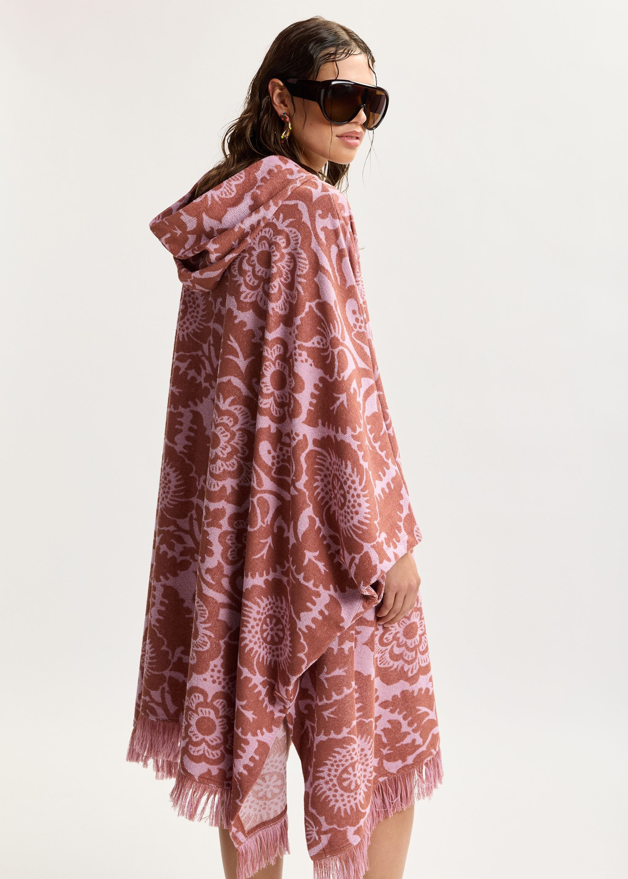 Jowel Poncho Pink Brown