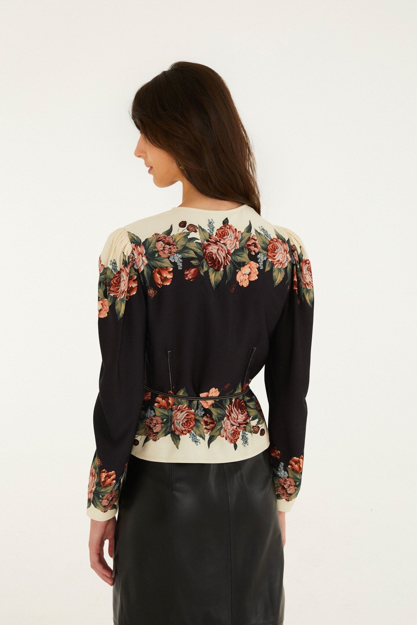 Winter Floral Wrap Blouse