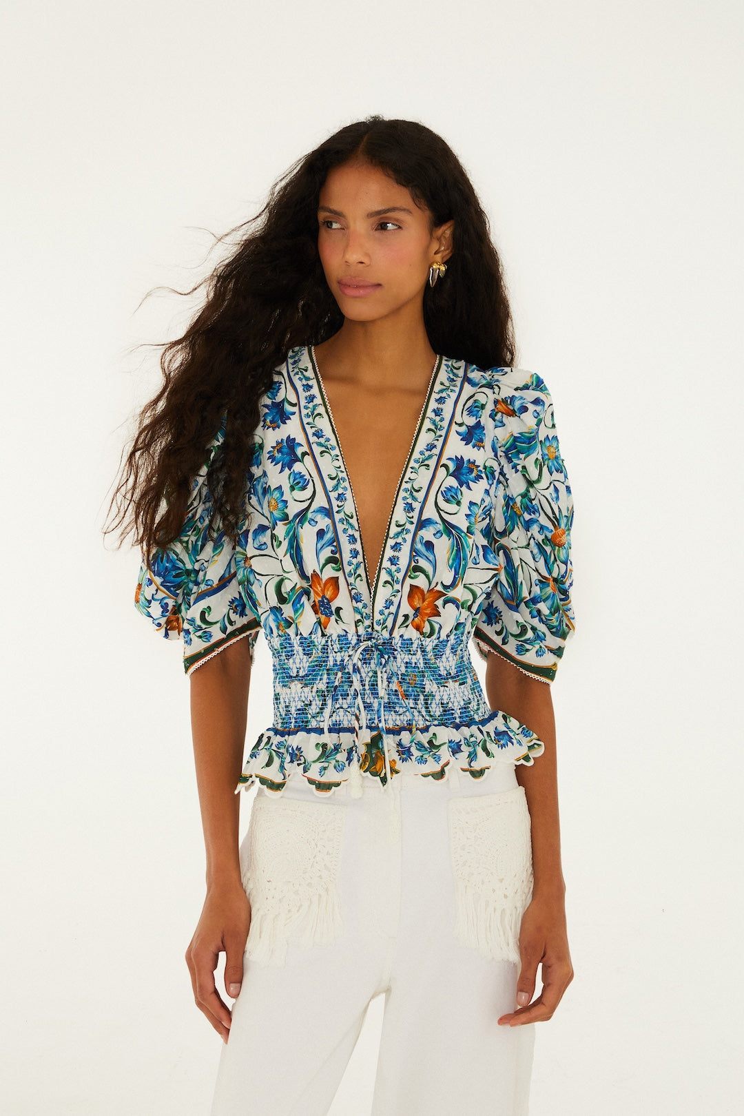 Flora Tile Blouse Off-White