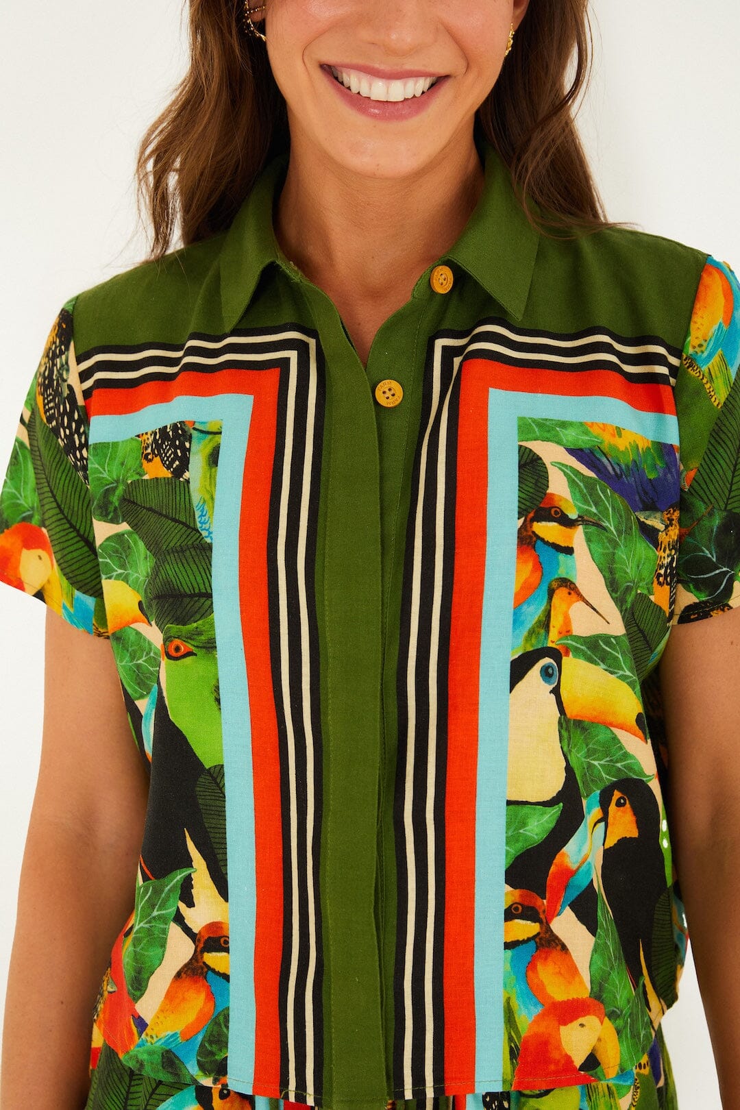 Bird Leaves Shirt Sand