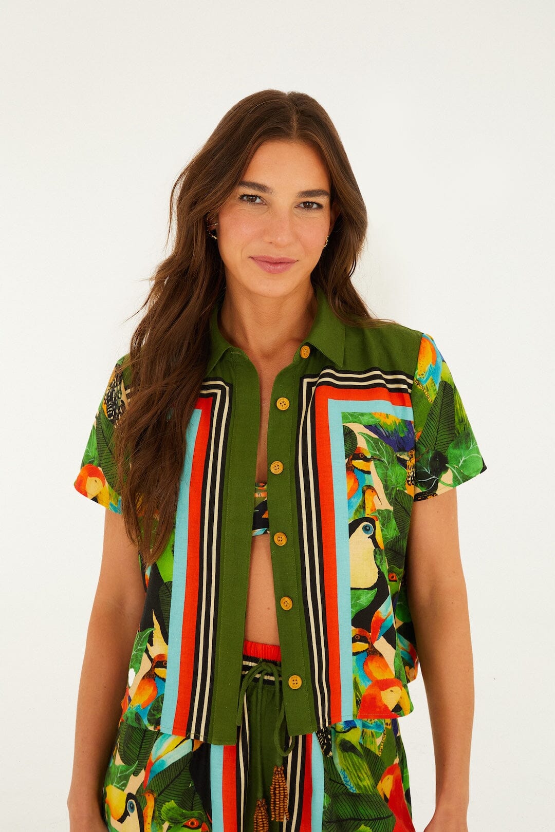 Bird Leaves Shirt Sand