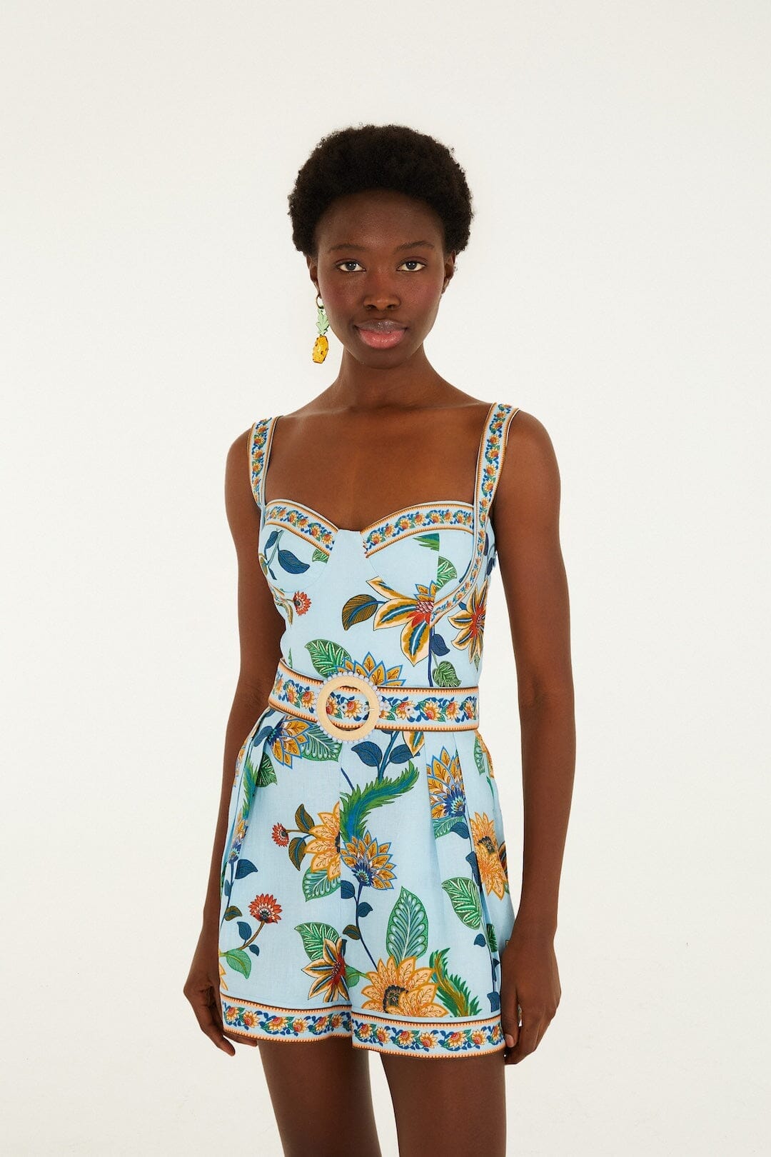 Floral Delhi Romper Light Blue