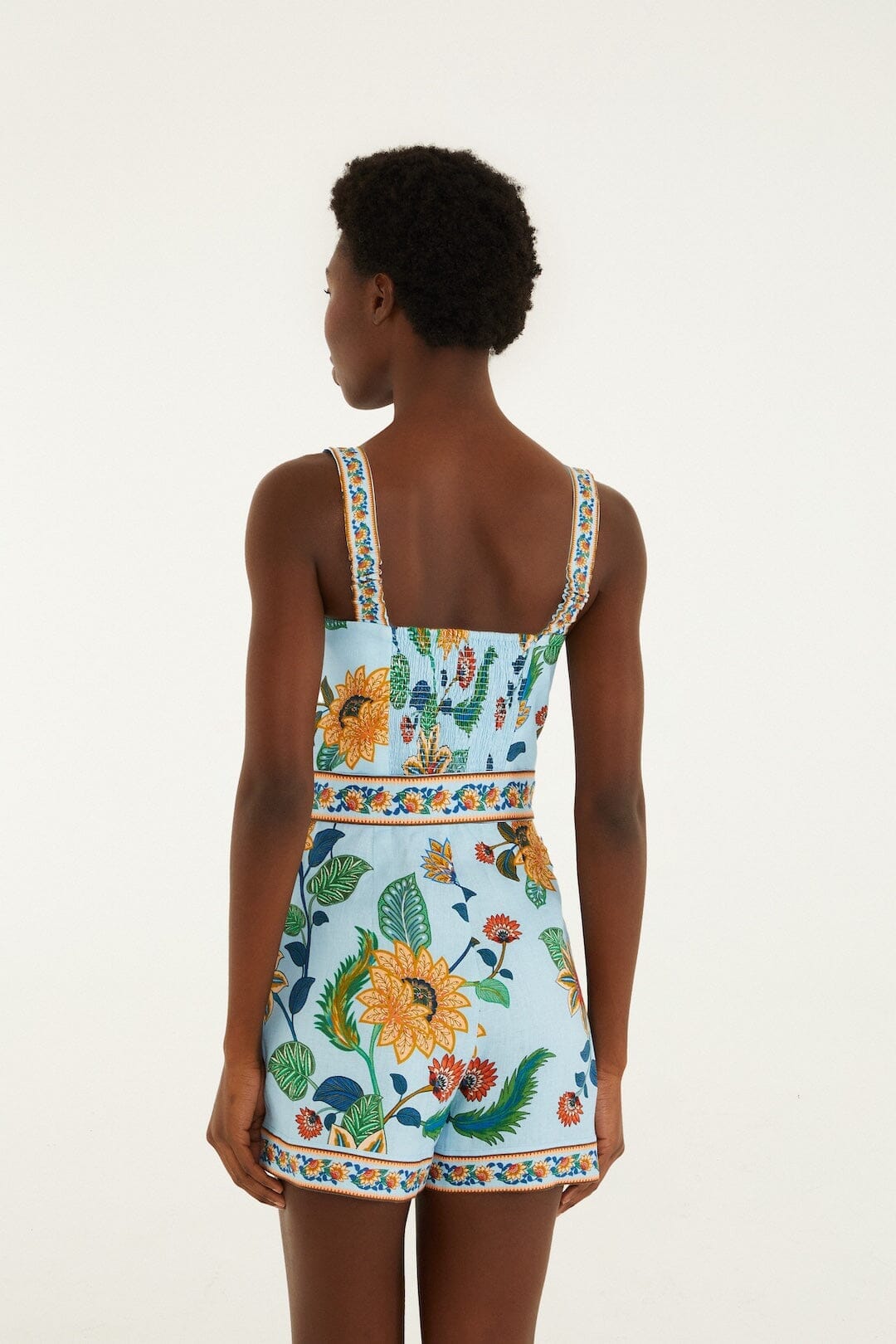 Floral Delhi Romper Light Blue