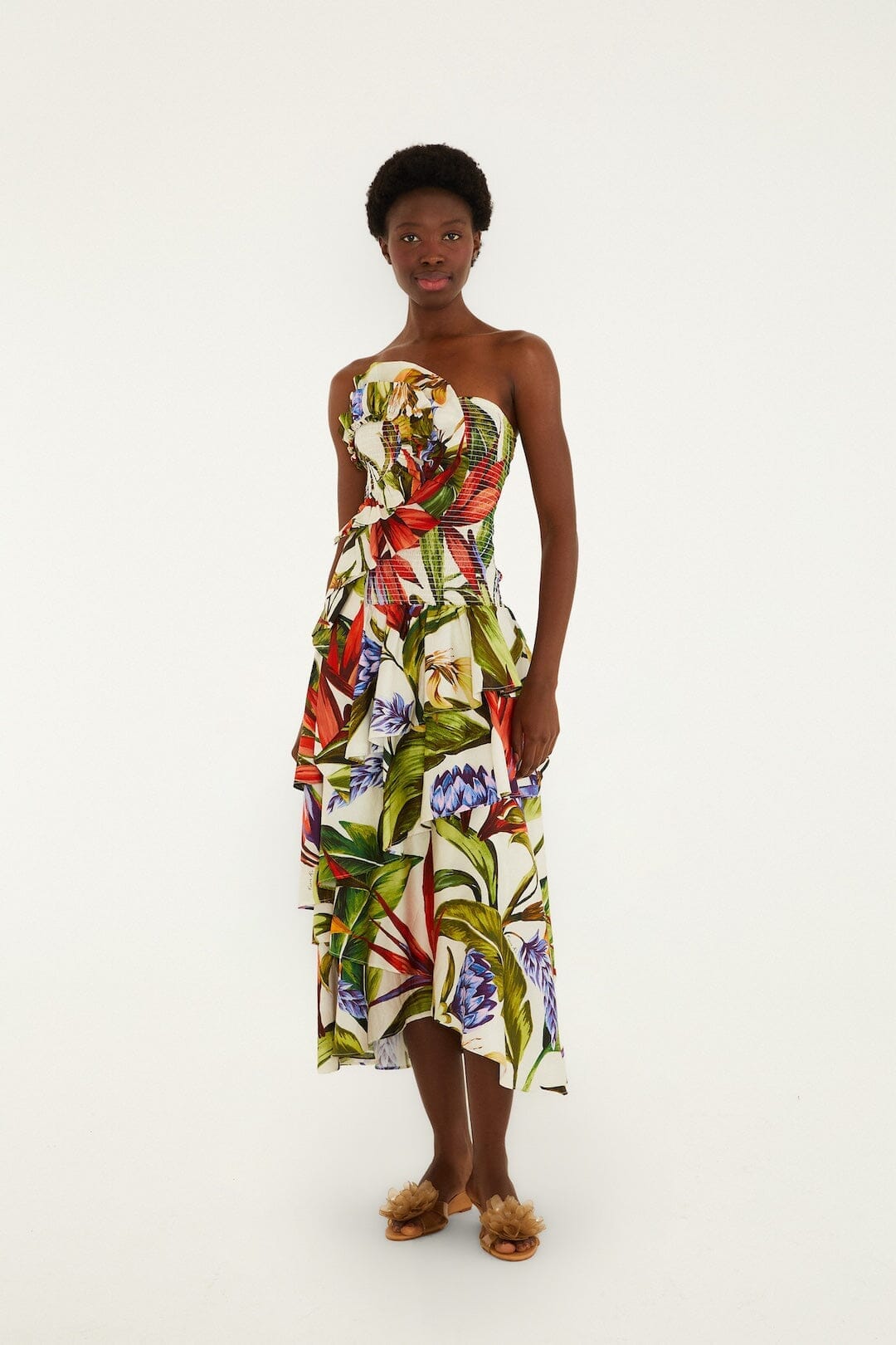Florart Strapless Maxi Dress Sand