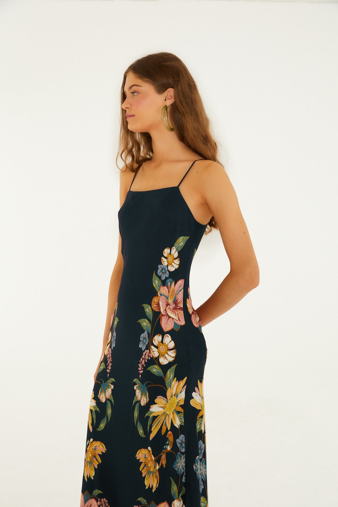 Maira Floral Dress Dark Blue