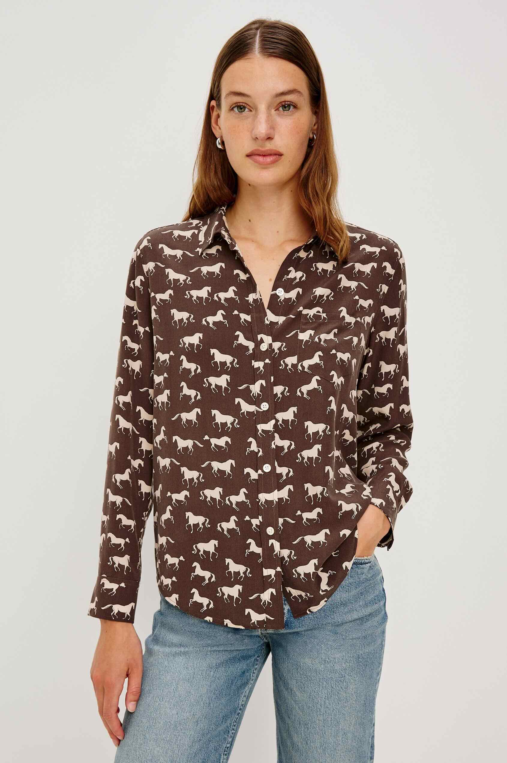 Kate Shirt Ivory Horses