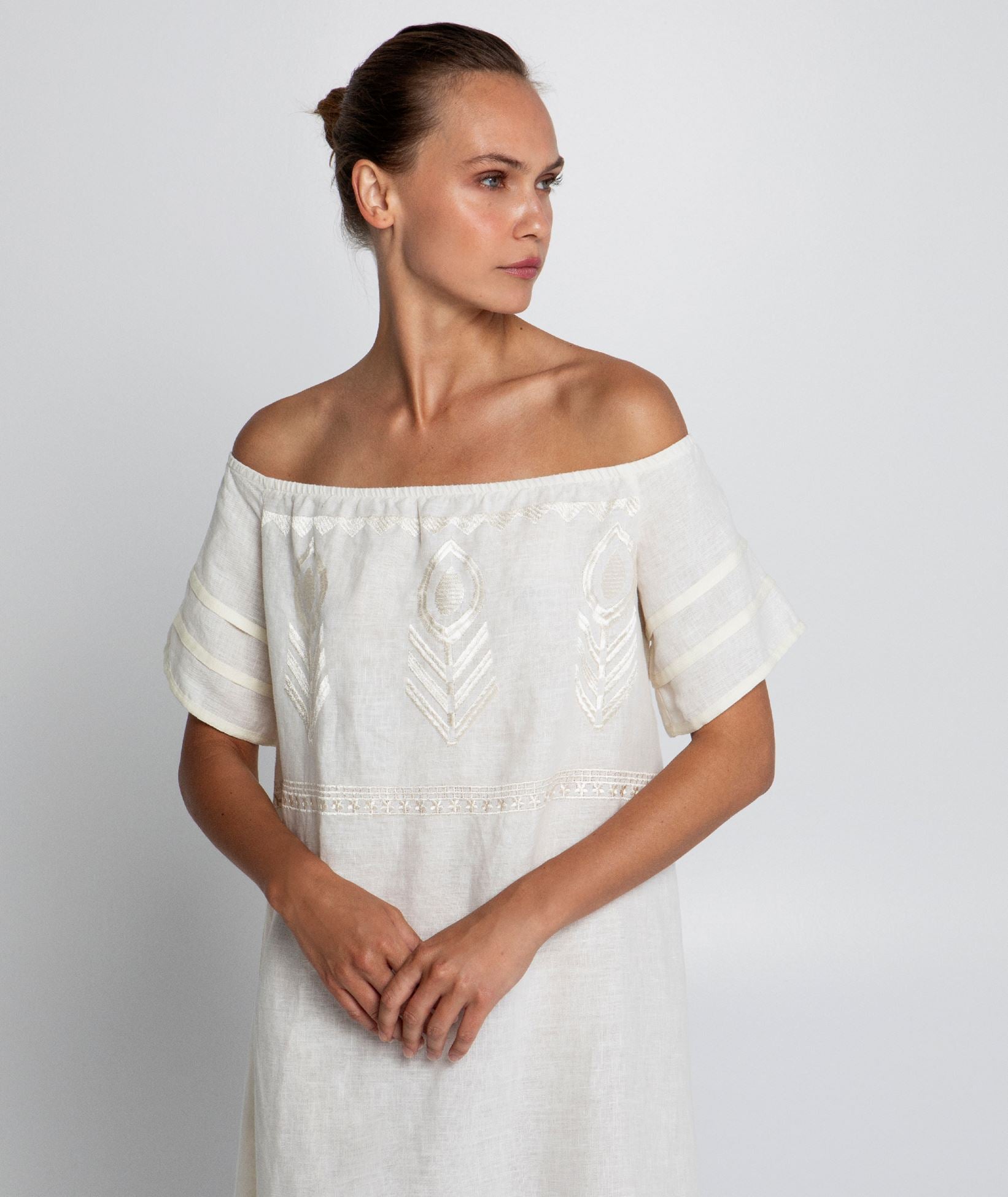 Feather Dress White Champagne