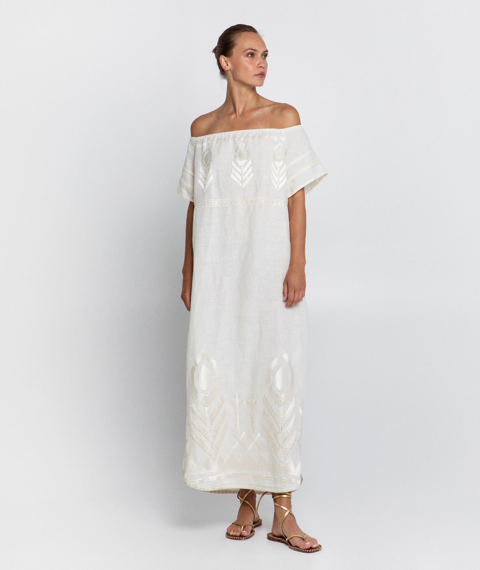 Feather Dress White Champagne