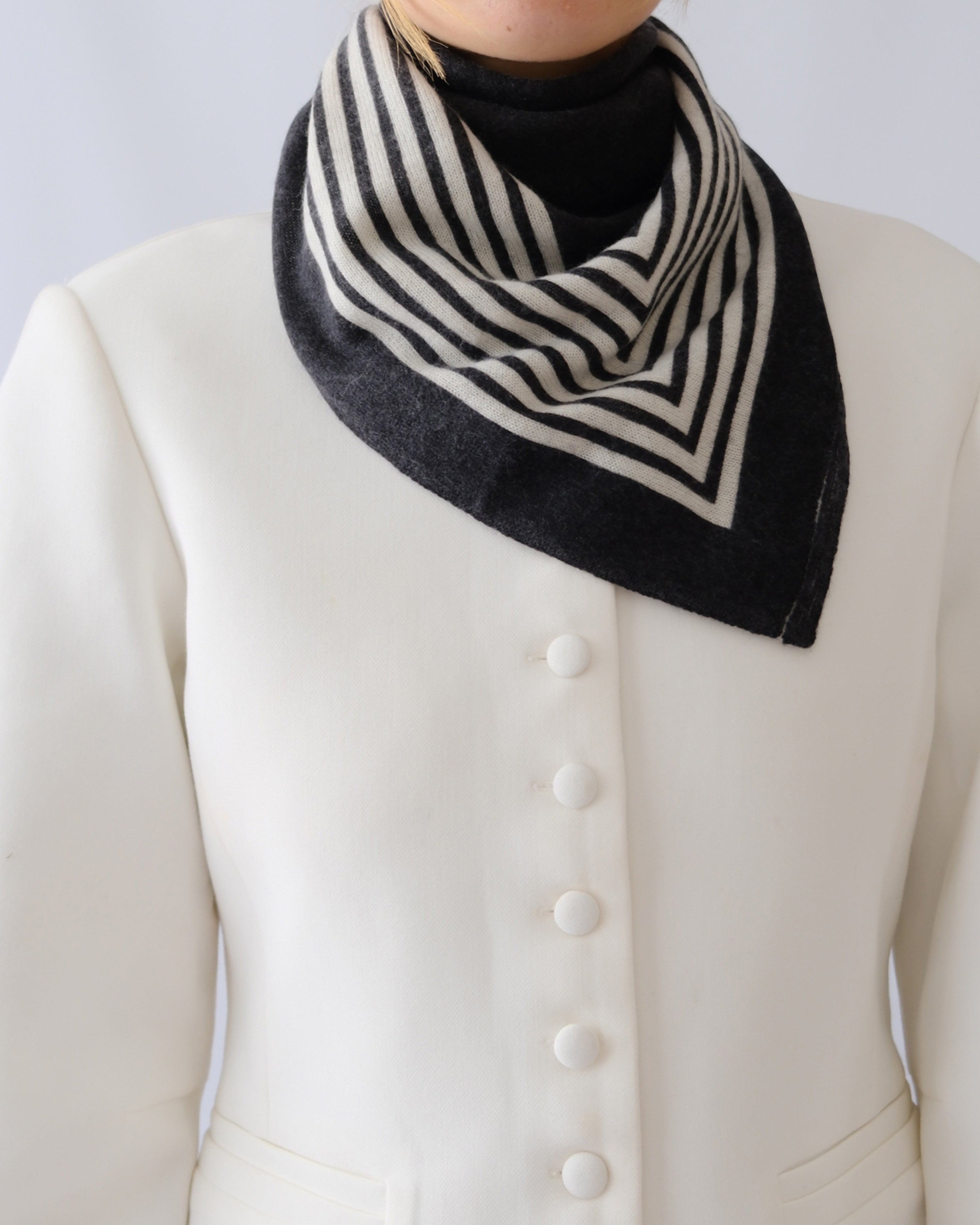 Cashmere Striped Scarf Black | 65cm