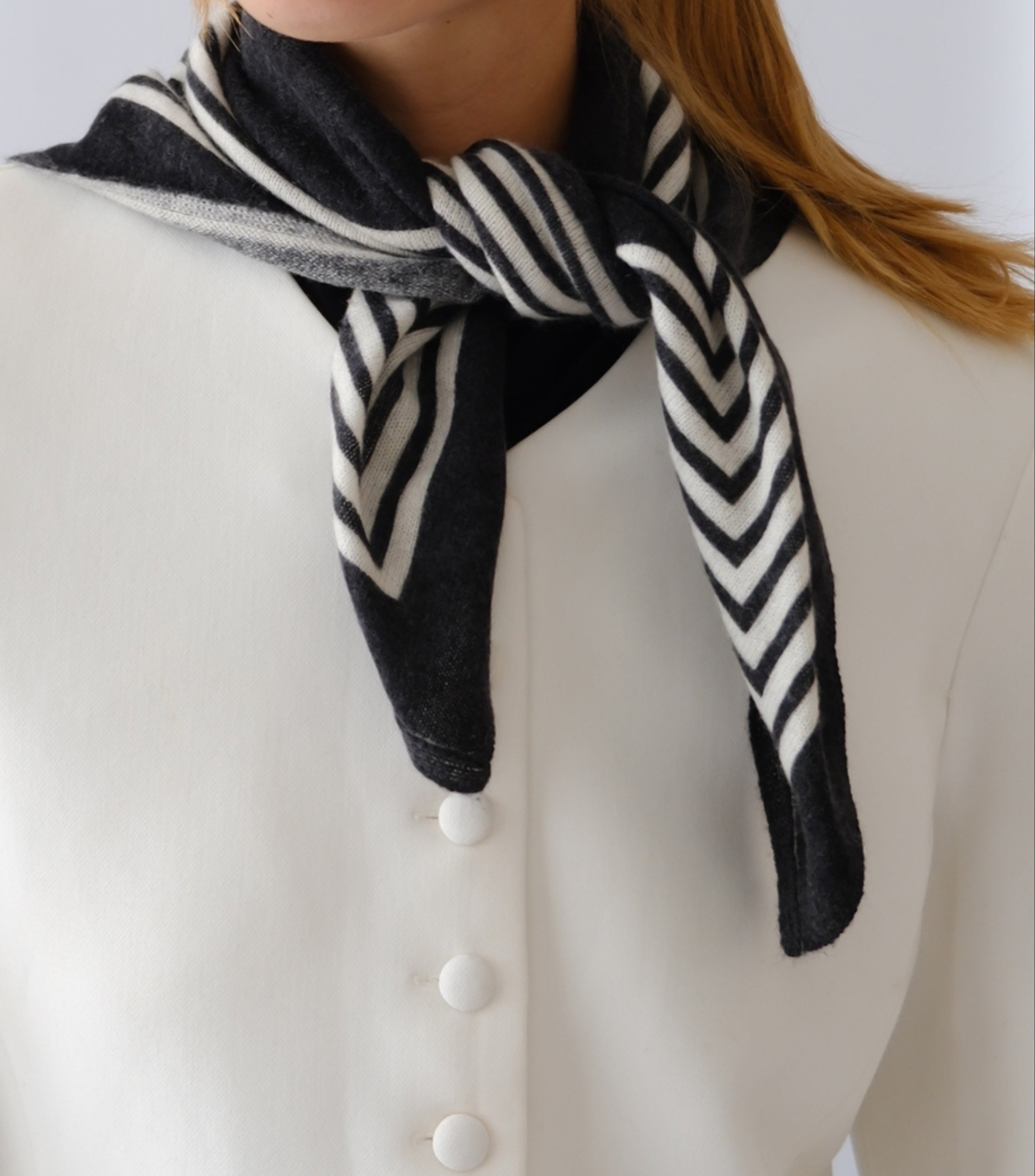 Cashmere Striped Scarf Black | 65cm