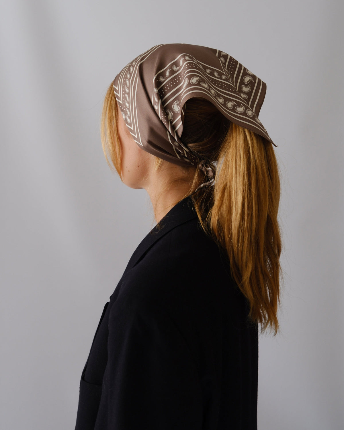 Paisley Scarf Taupe White | 50 cm
