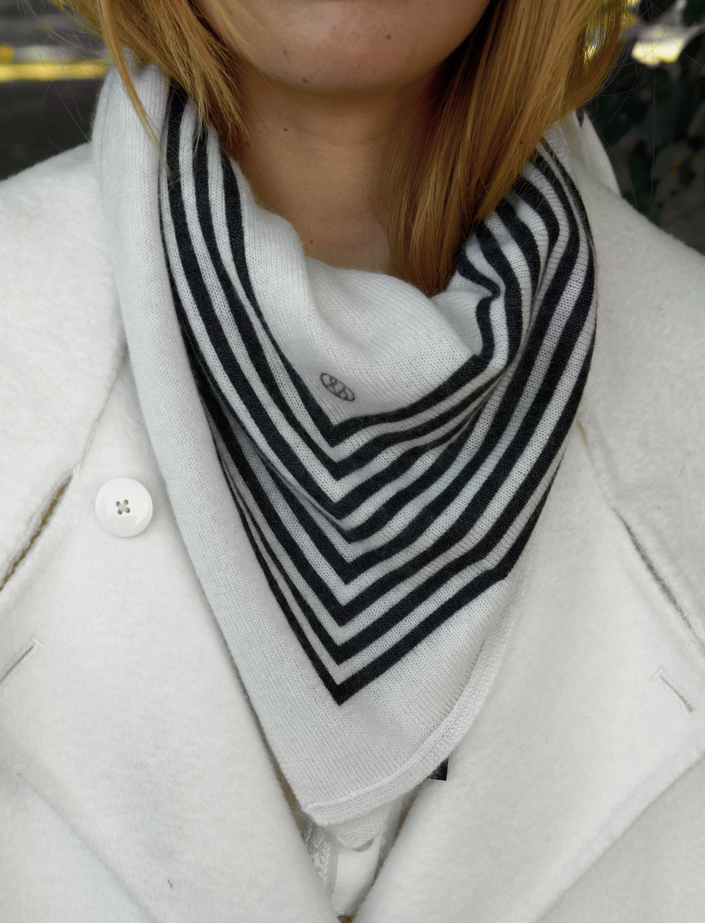 Cashmere Striped Scarf Cream | 65cm