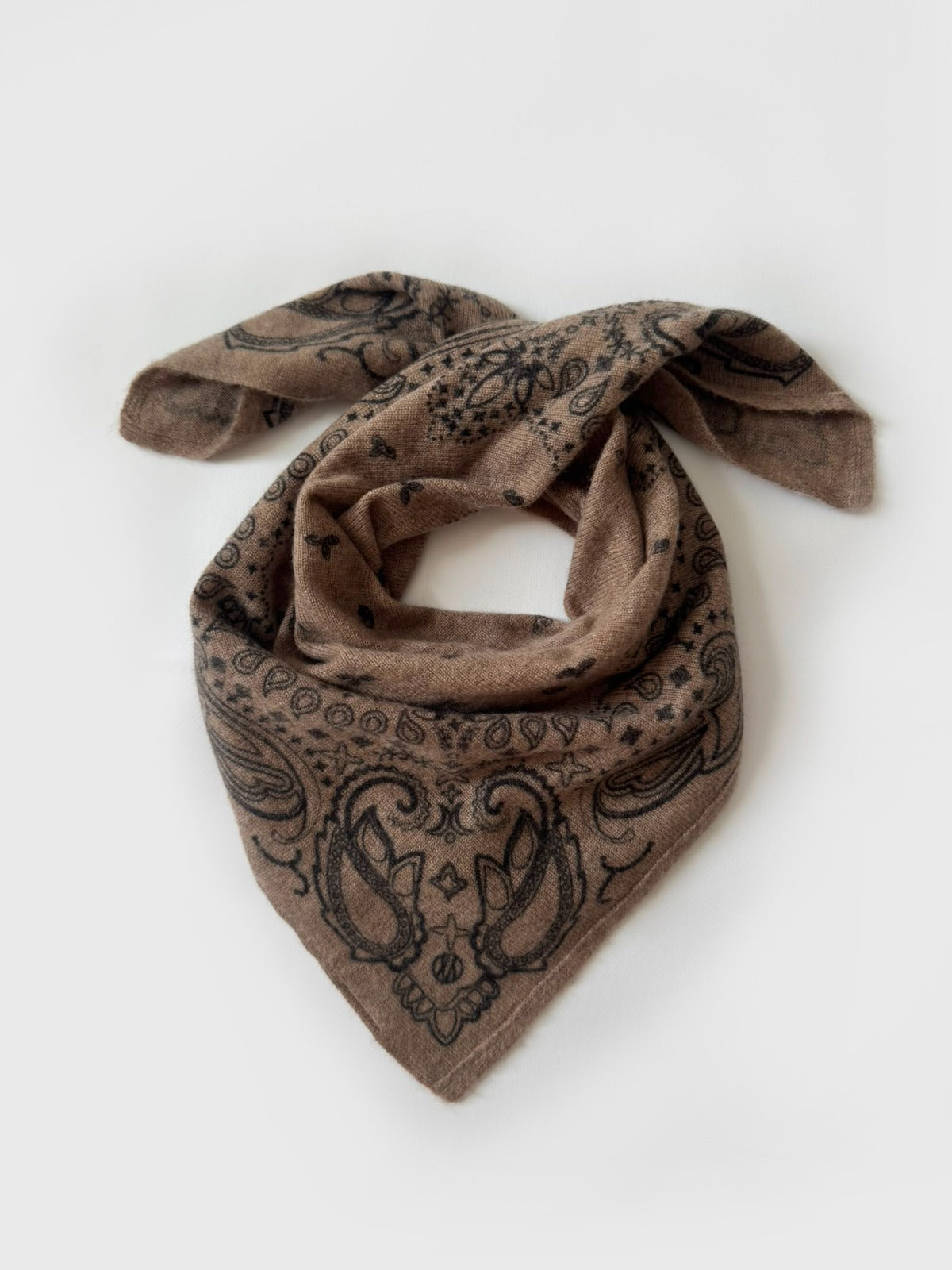 Cashmere Paisley Scarf Greige | 65cm